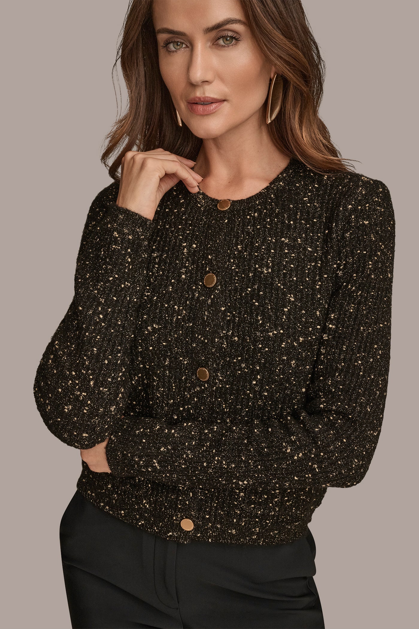 LONG SLEEVE BUTTON UP CARDIGAIN WITH POCKETS VIEW 4