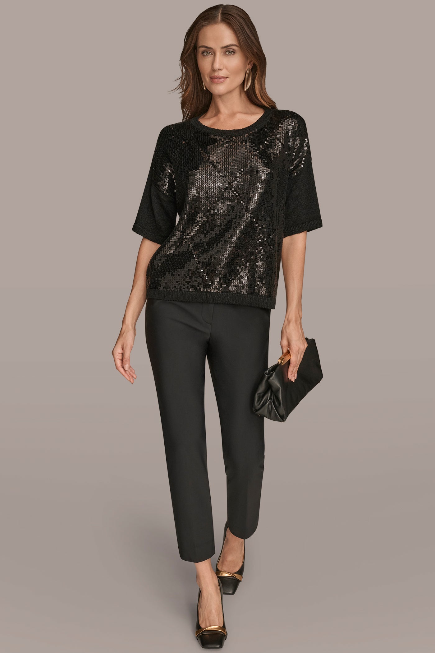 SEQUIN-PANELED DIAMOND STITCH SWEATER VIEW 4 | New Arrivals