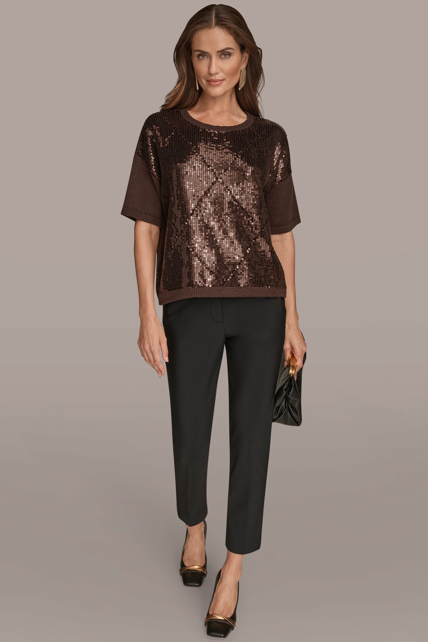 SEQUIN-PANELED DIAMOND STITCH SWEATER VIEW 4 | New Arrivals