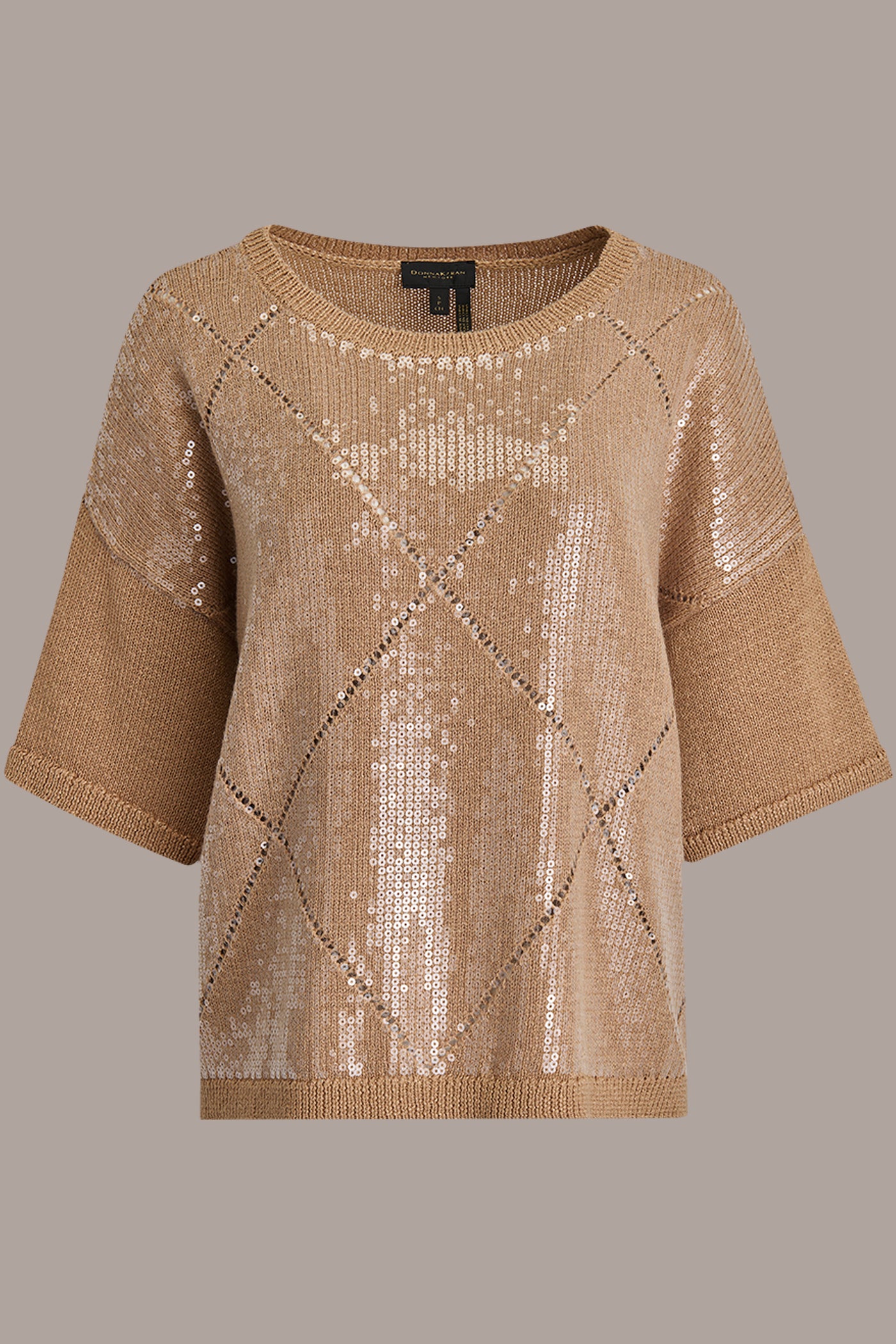 SEQUIN-PANELED DIAMOND STITCH SWEATER VIEW 8 | New Arrivals