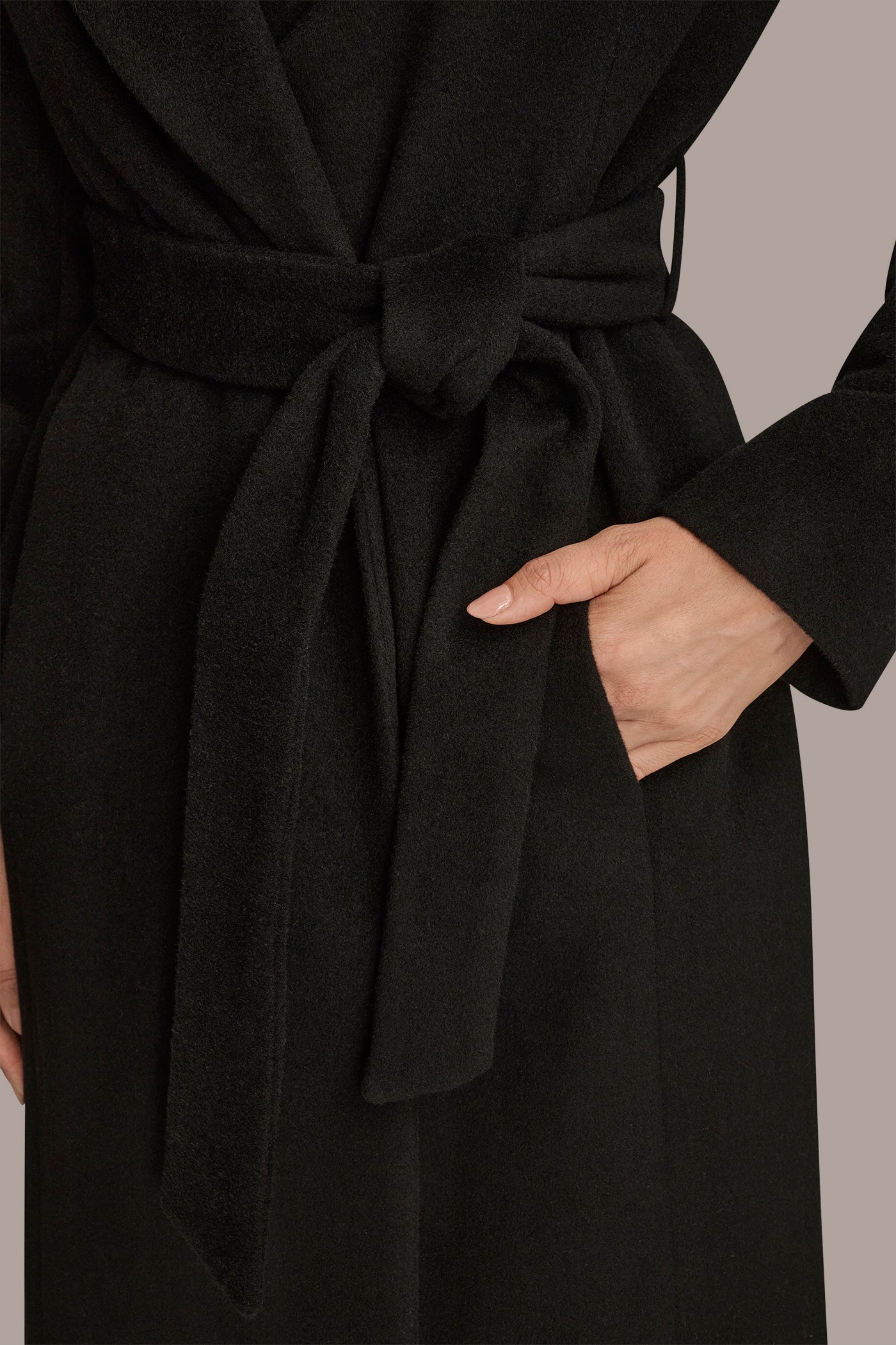SHAWL-COLLAR BELTED COAT VIEW 4 | Luxe Layers