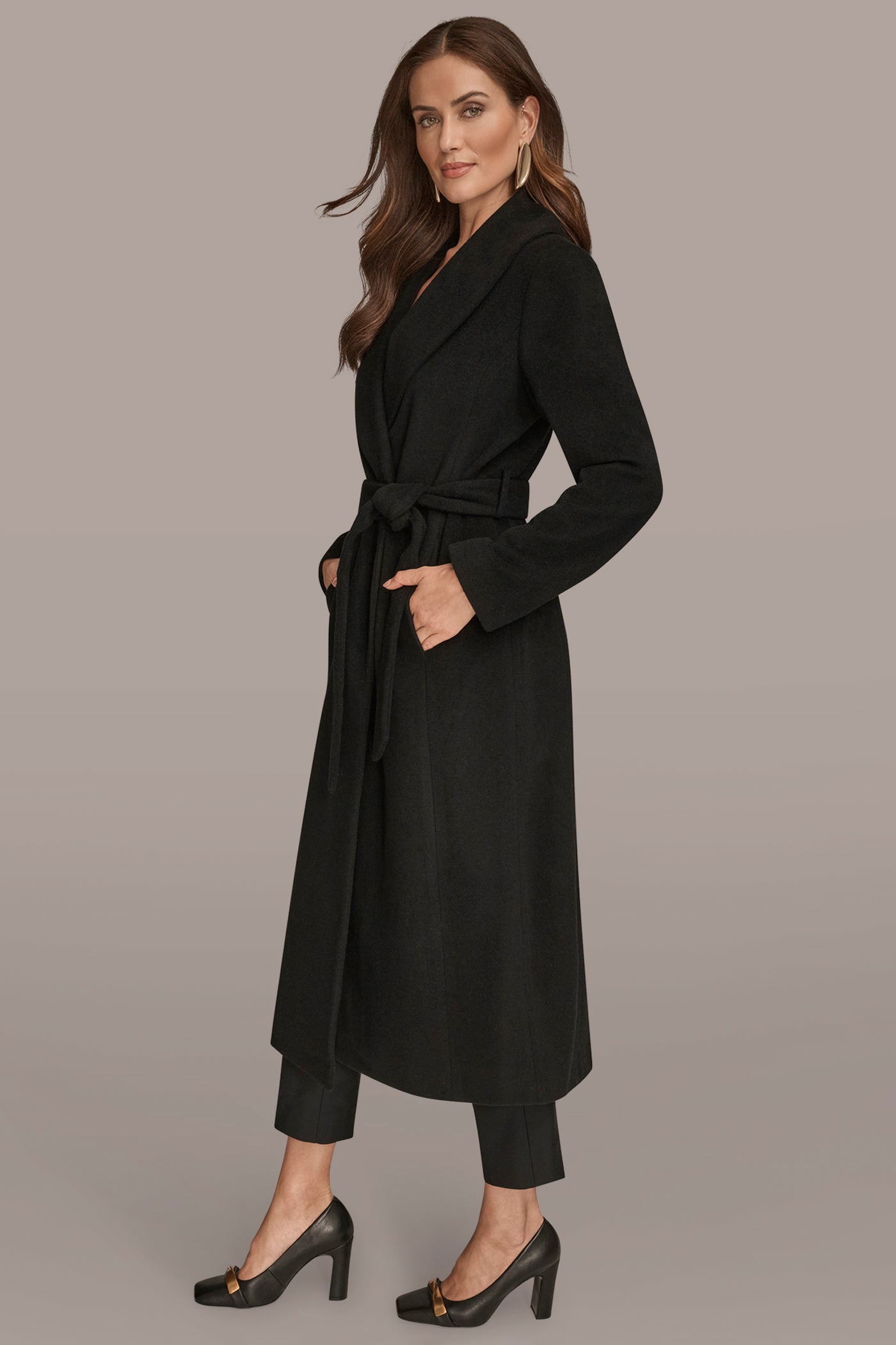 SHAWL-COLLAR BELTED COAT VIEW 5 | Luxe Layers