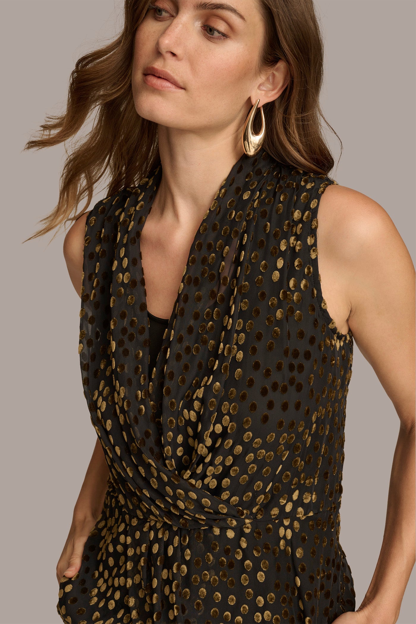 Faux Wrap Burnout Top | Pullover | Donna Karan