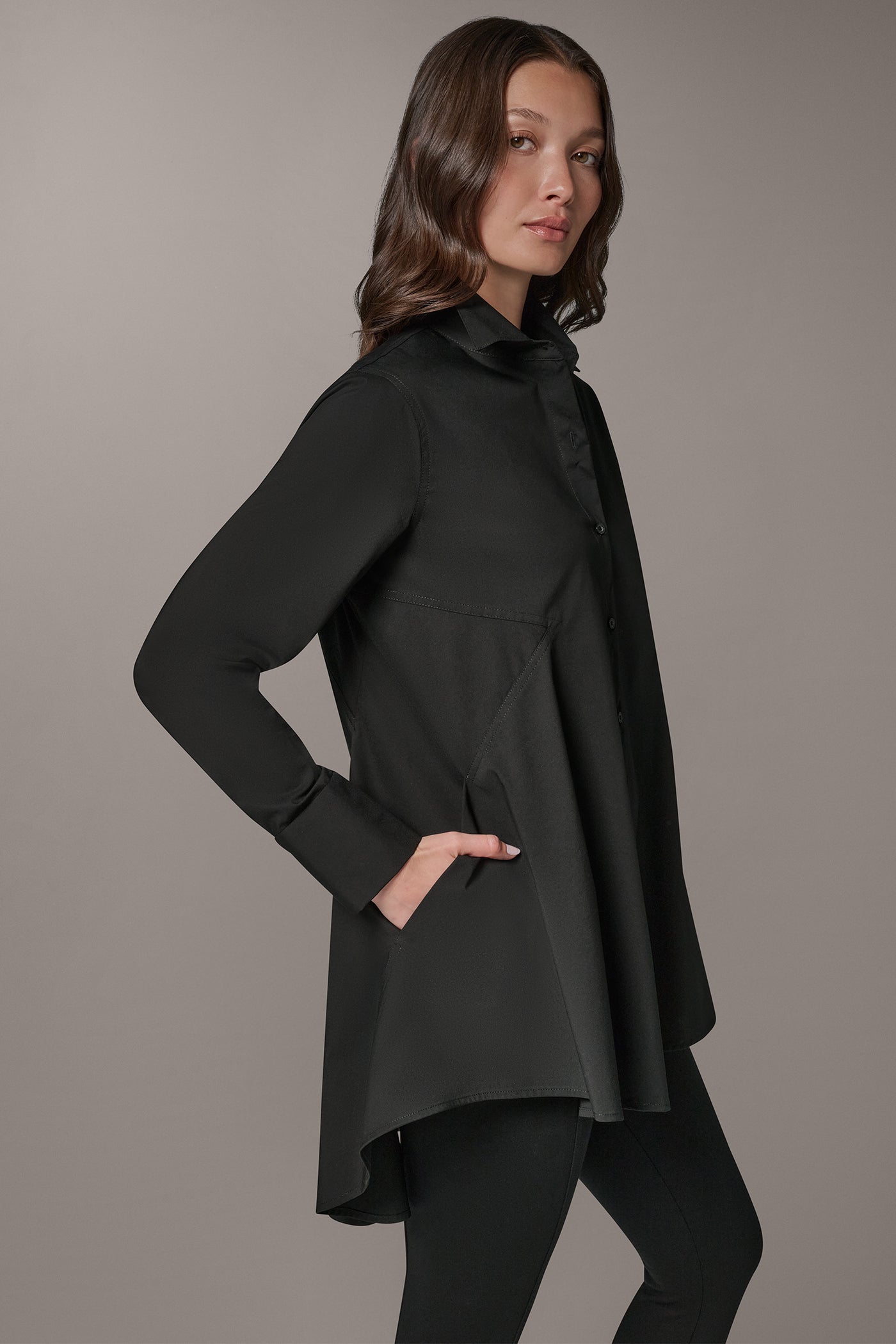 BUTTON FRONT A-LINE TUNIC (alternate view)