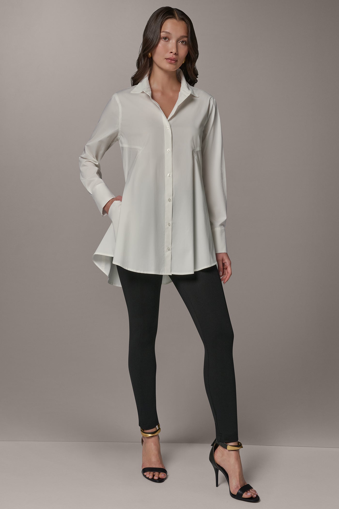 BUTTON FRONT A-LINE TUNIC VIEW 4 | Tops