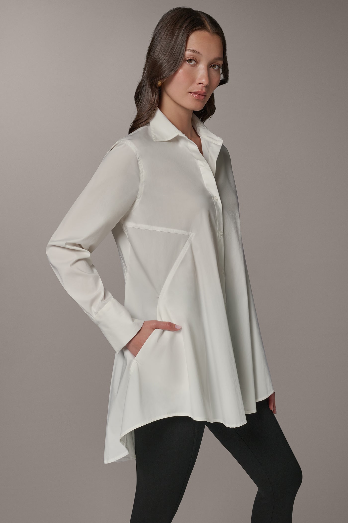 BUTTON FRONT A-LINE TUNIC (alternate view)