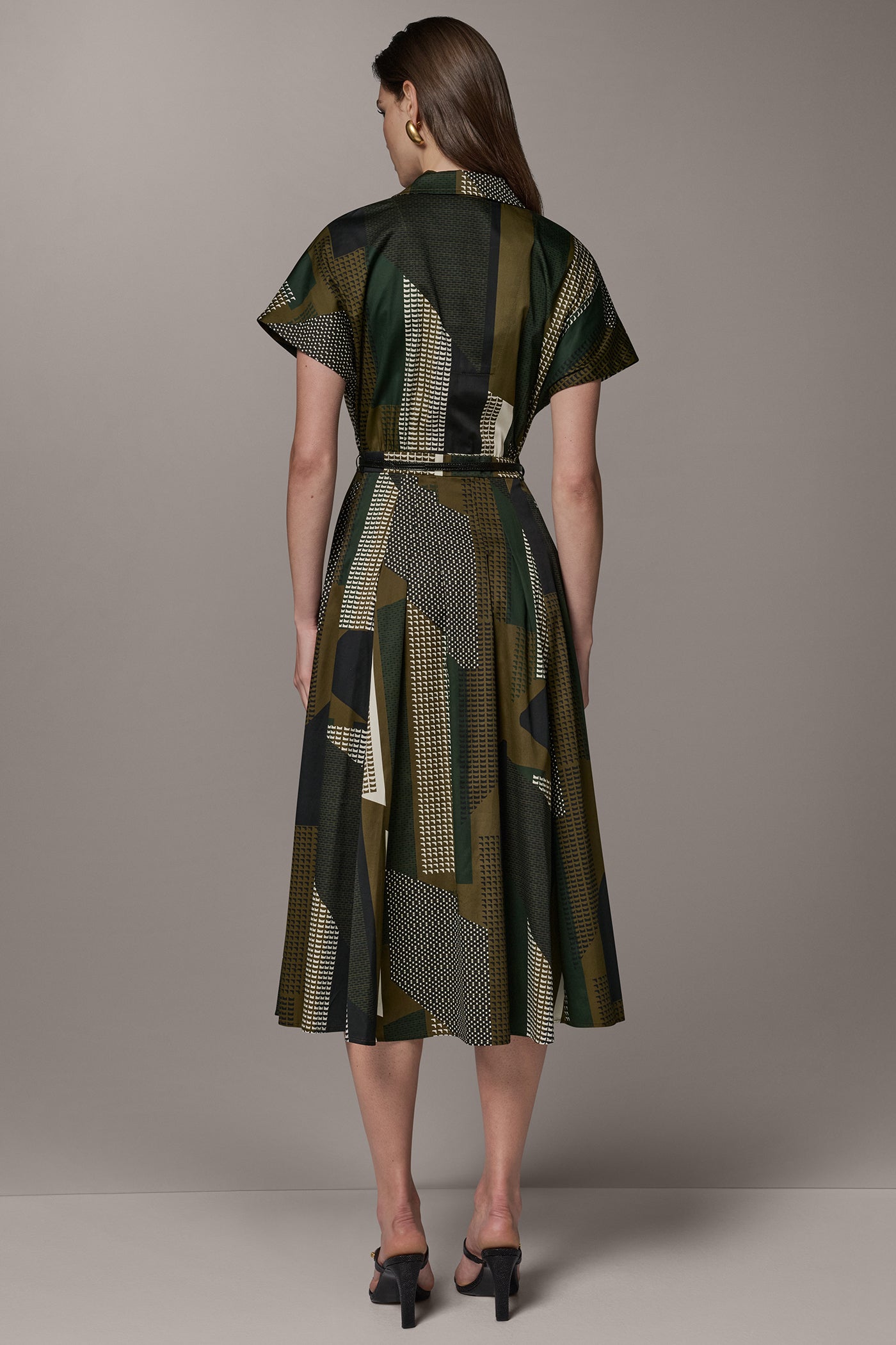 ABSTRACT PRINT MIDI SHIRT DRESS VIEW 3