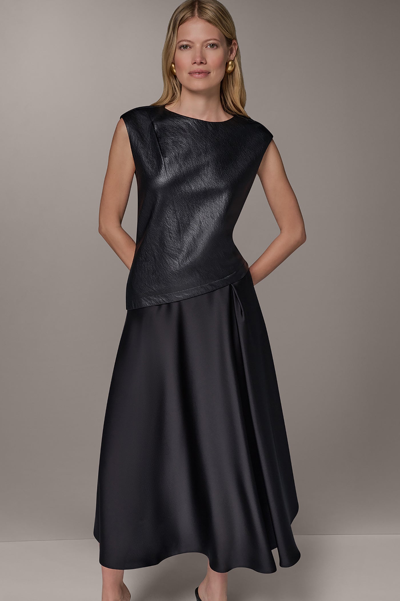 MIXED MEDIA MIDI DRESS VIEW 8