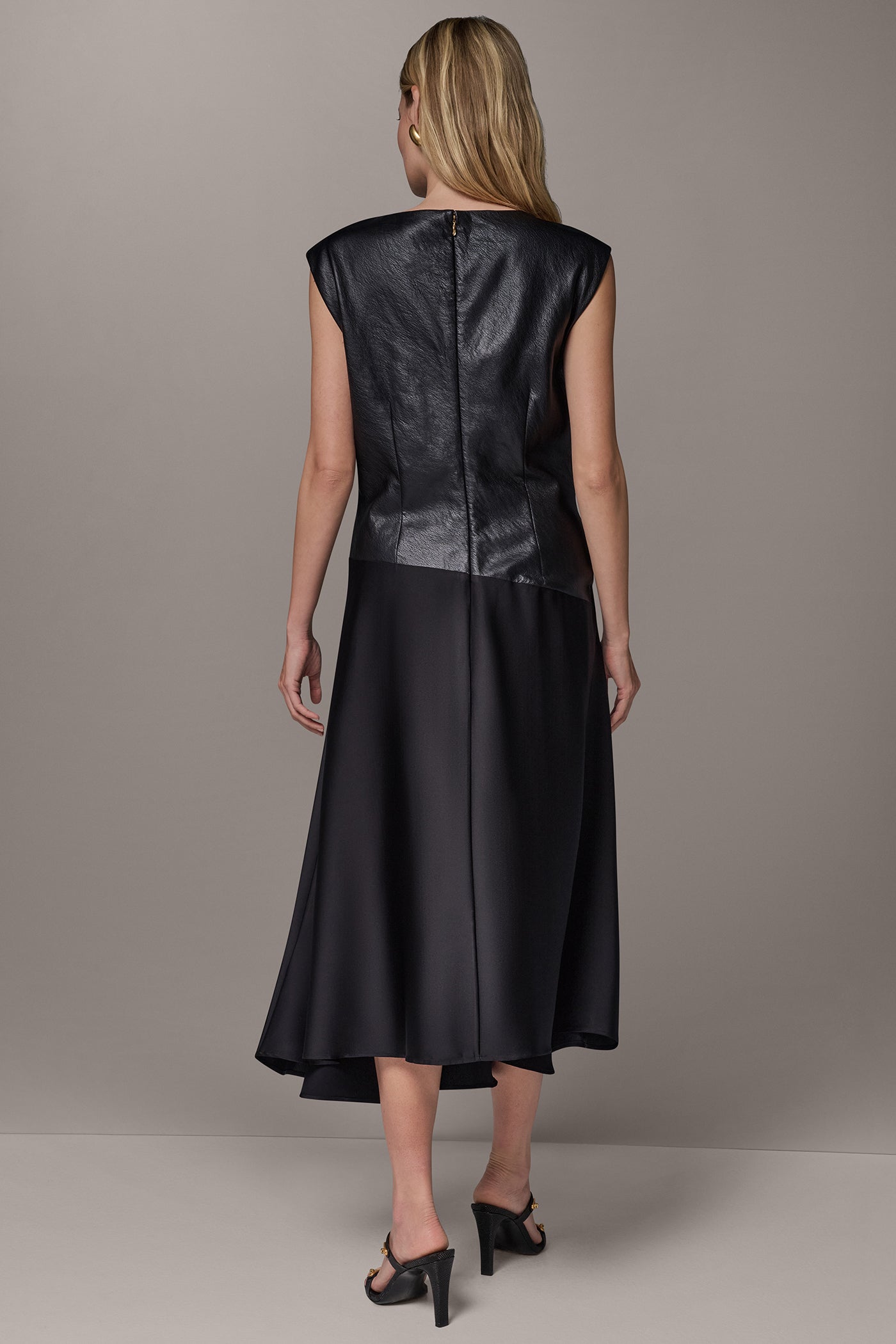 MIXED MEDIA MIDI DRESS VIEW 7