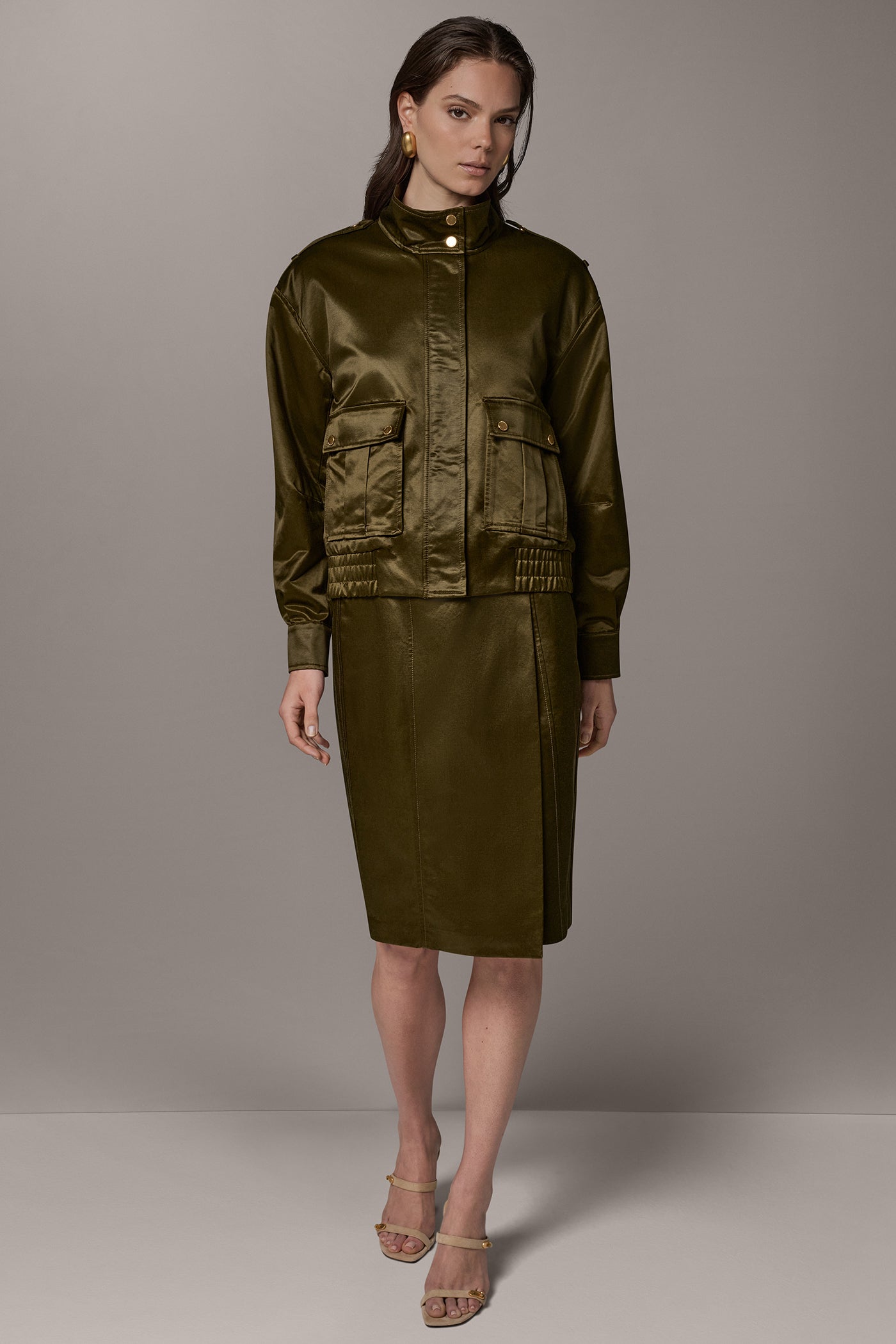 SATIN LONG SLEEVE ZIP JACKET VIEW 9 | Clothing