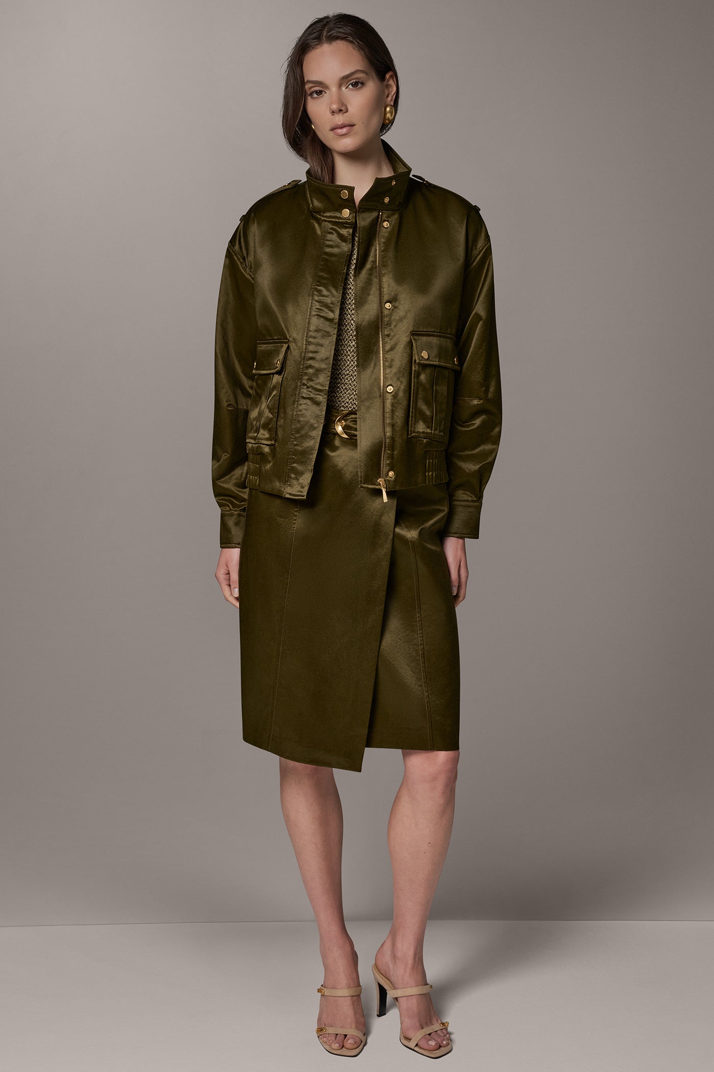 SATIN LONG SLEEVE ZIP JACKET VIEW 10 | Clothing
