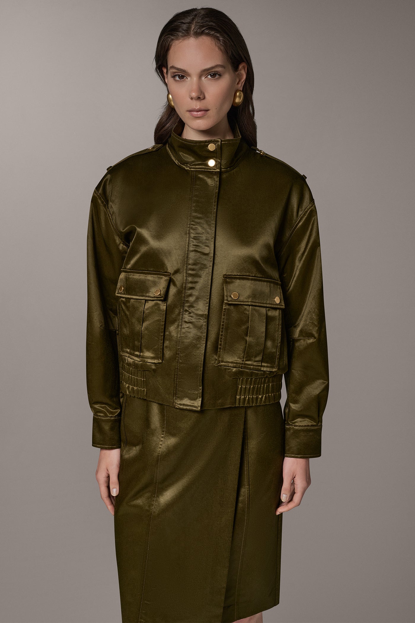 SATIN LONG SLEEVE ZIP JACKET