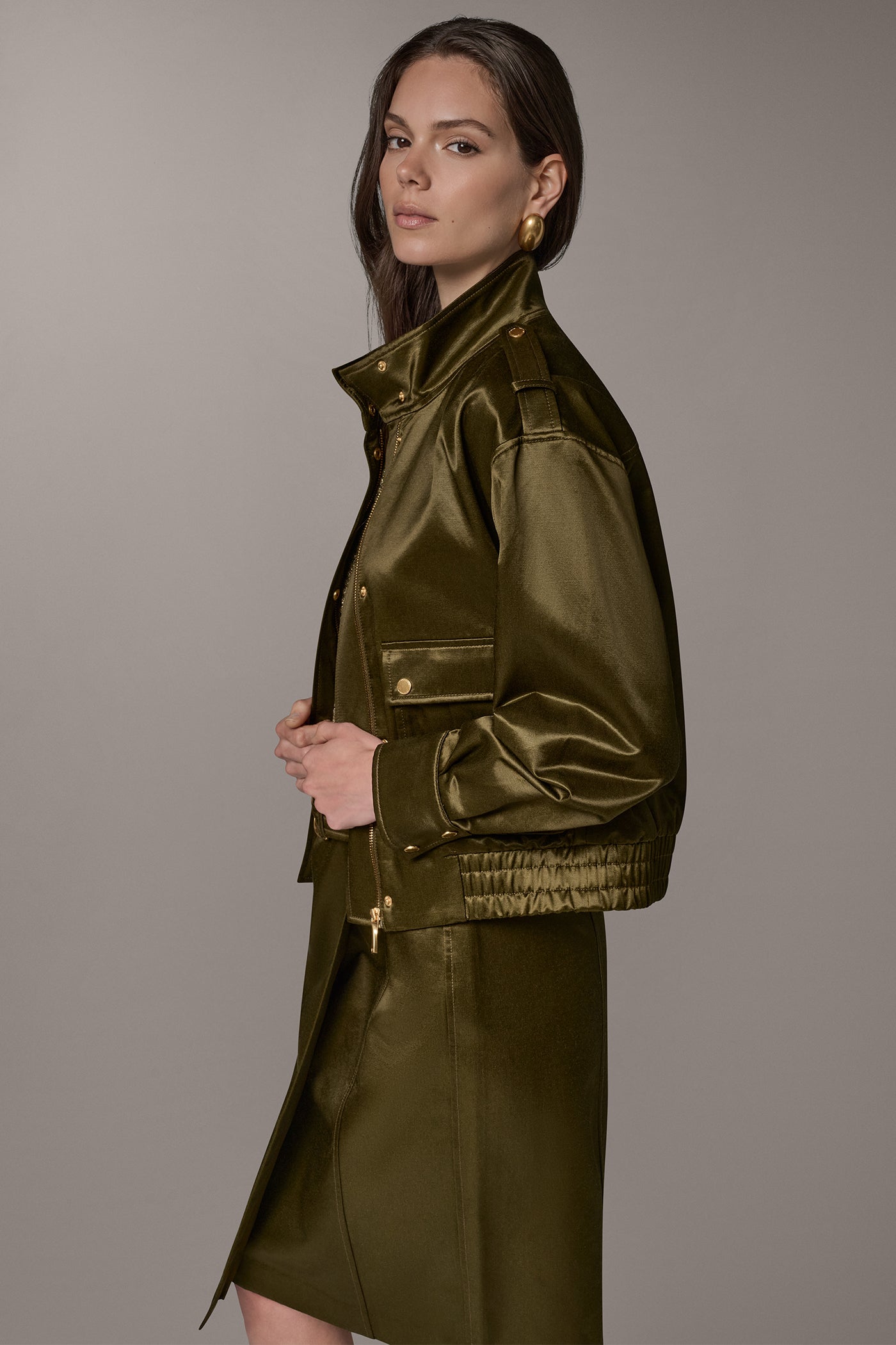 SATIN LONG SLEEVE ZIP JACKET (alternate view)