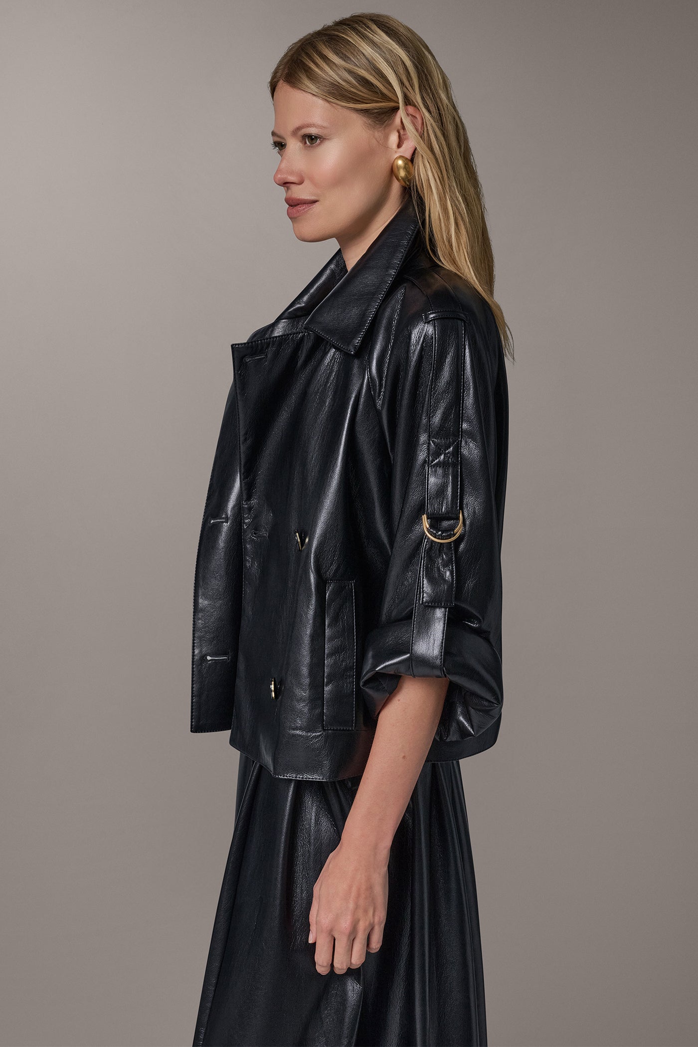 DOUBLE BREASTED ROLL SLEEVE JACKET VIEW 4 | Pre-Fall Collection