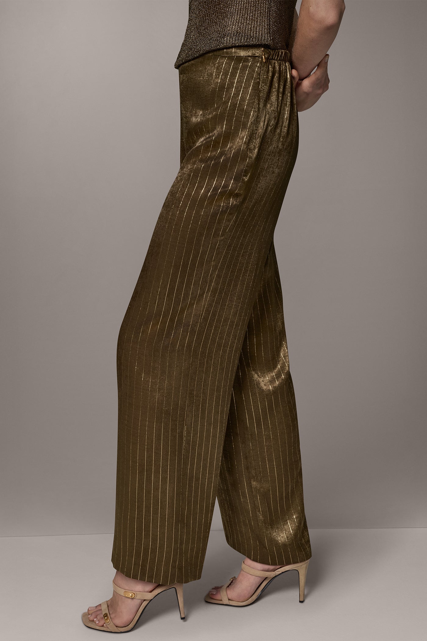 HIGH-RISE PINSTRIPE PULL-ON WIDE-LEG PANT VIEW 2