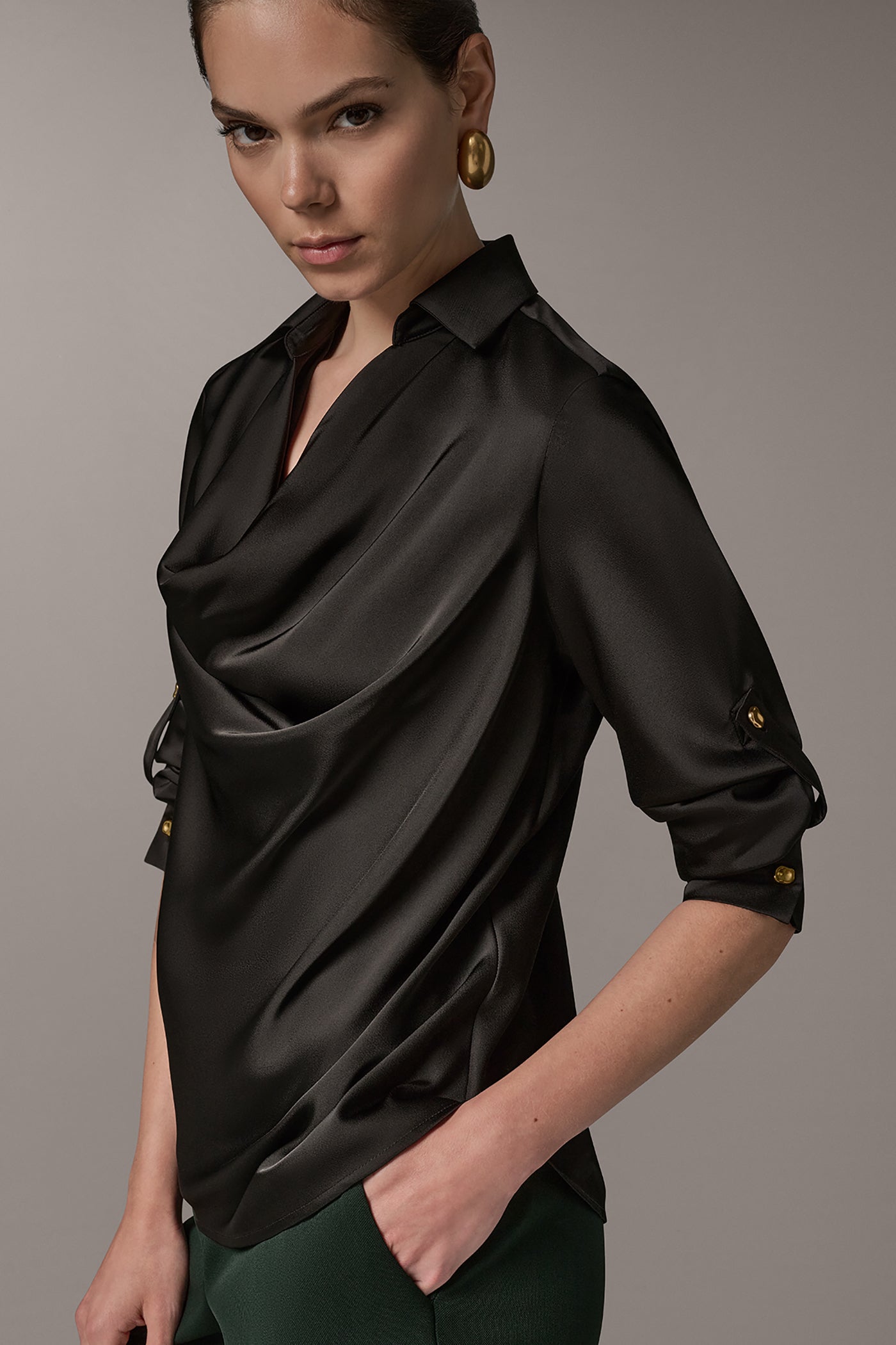 ROLL SLEEVE COWL NECK BLOUSE VIEW 4 | New Arrivals