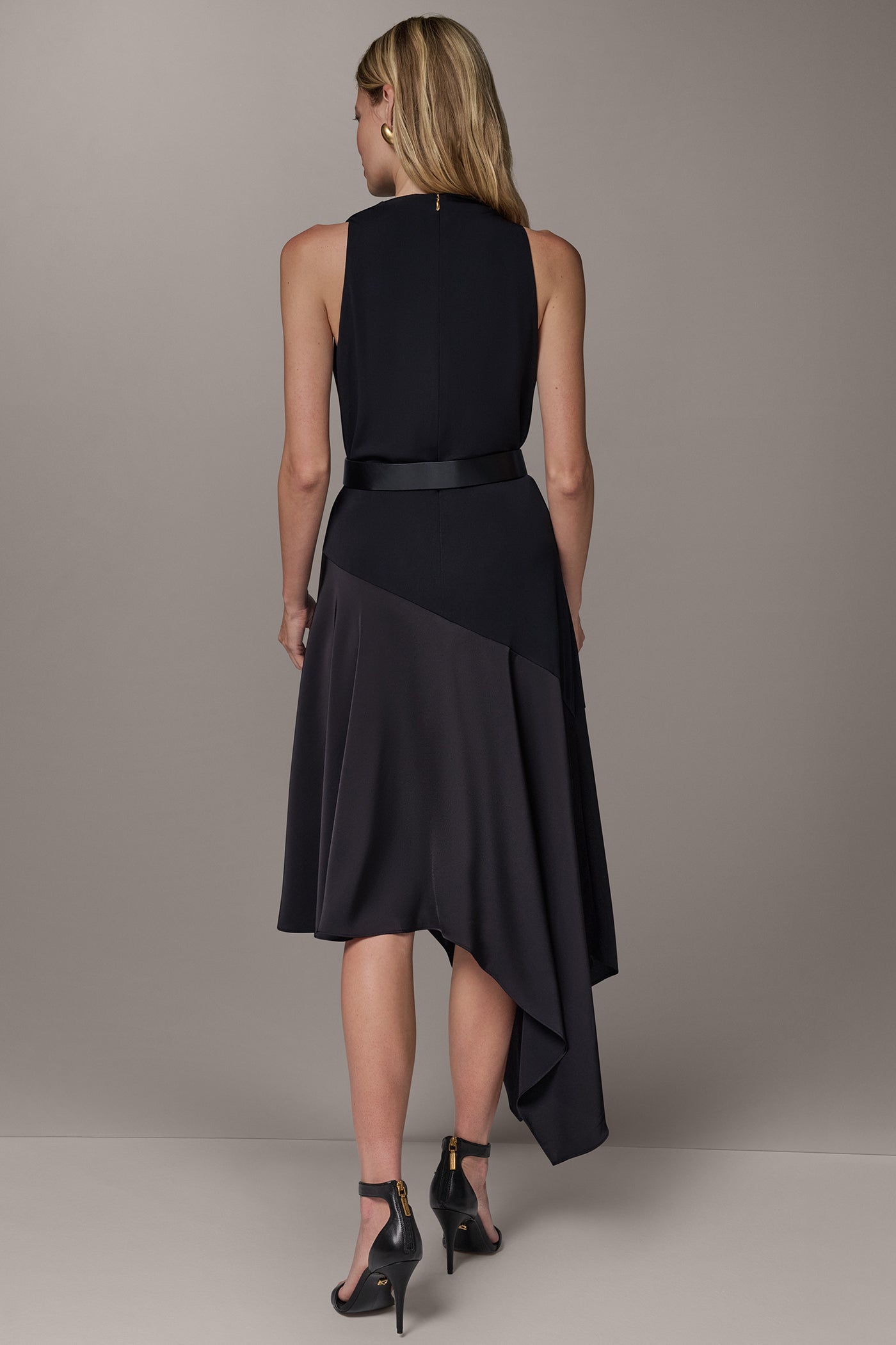MIXED MEDIA MIDI HI LOW DRESS VIEW 3