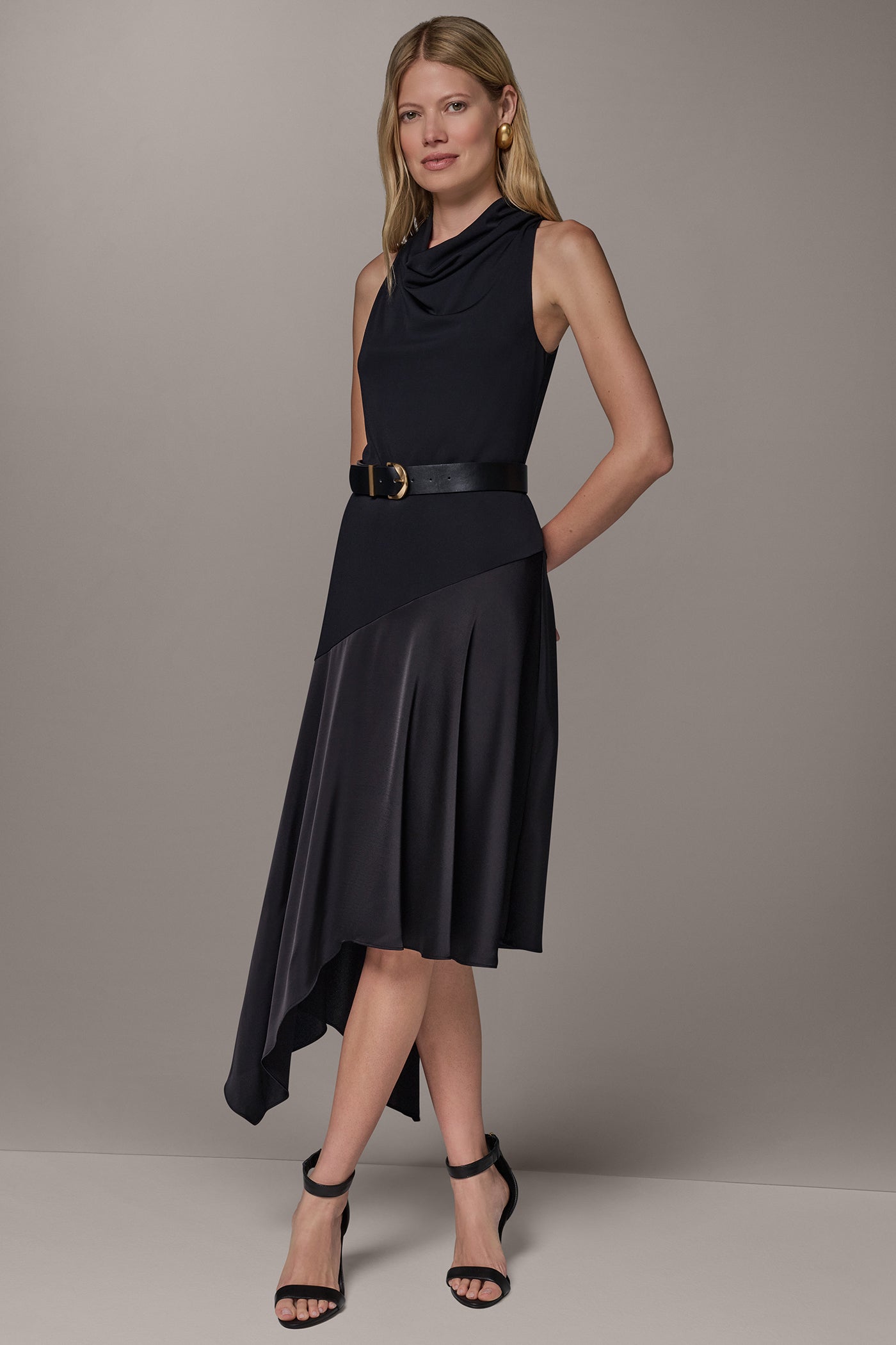 MIXED MEDIA MIDI HI LOW DRESS VIEW 8