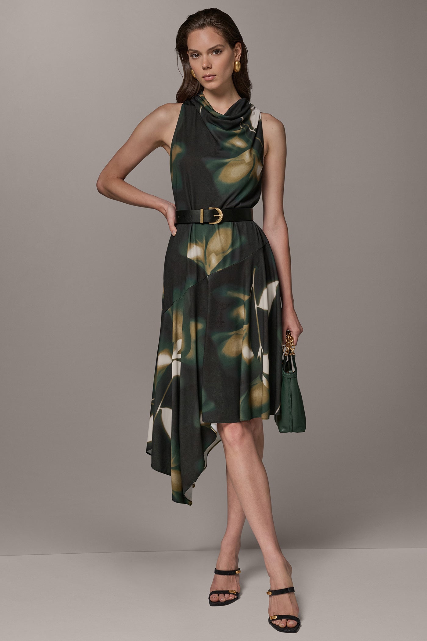 Donna Karan Women's Jersey Print Sleeveless Dress - Olive Brine Multi