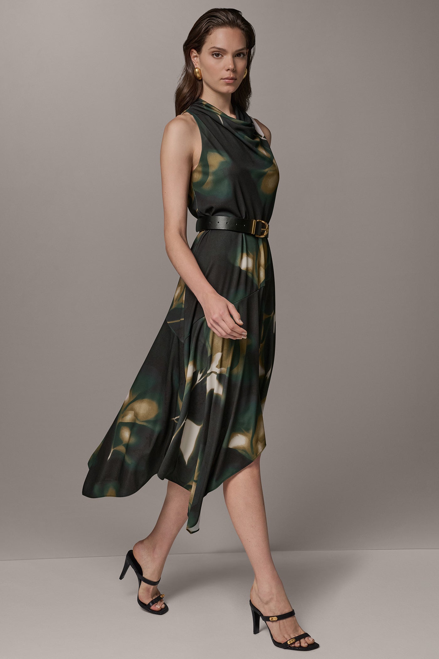 SLEEVELESS FLORAL MIDI HI LOW DRESS VIEW 4