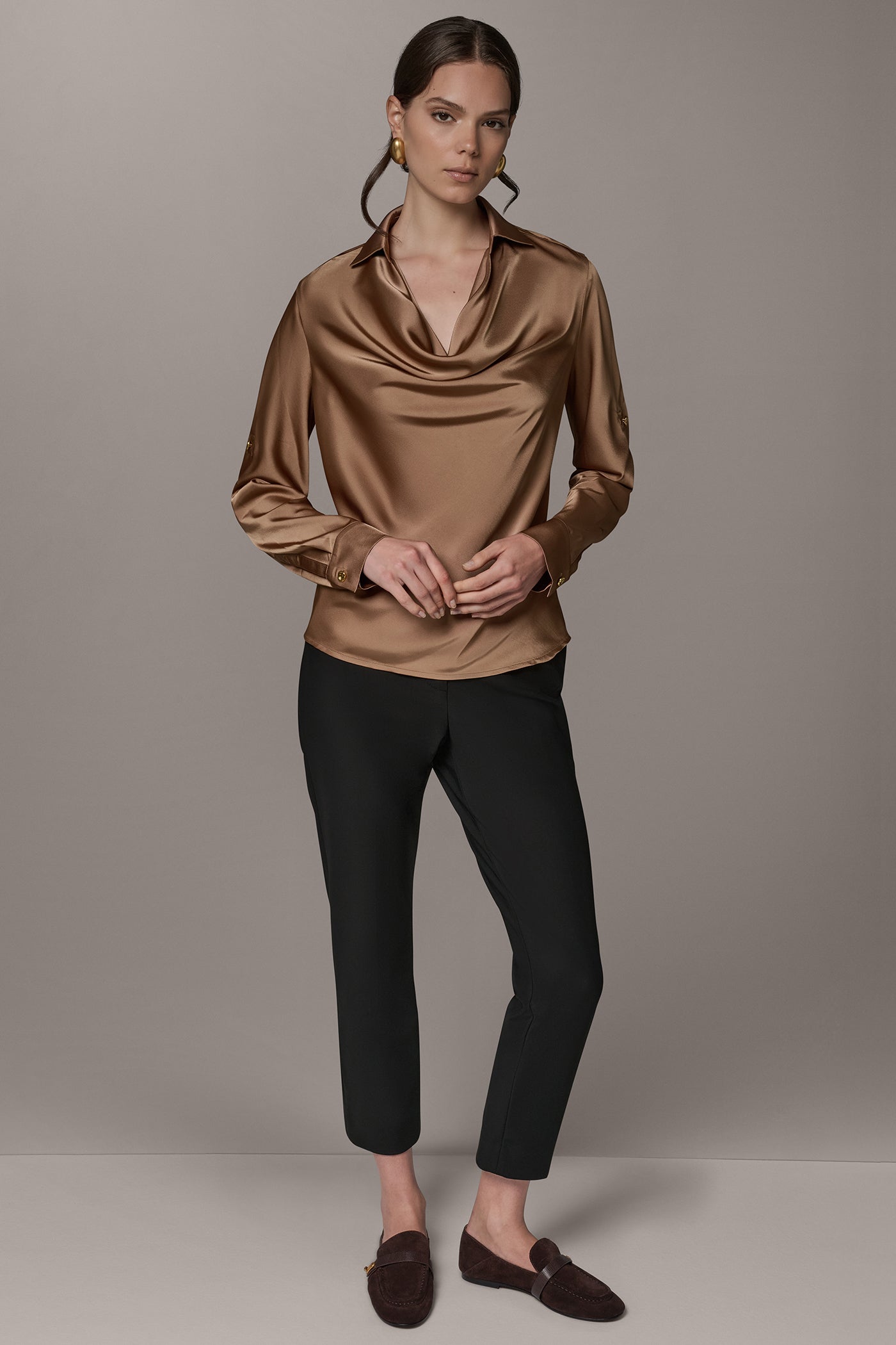 ROLL SLEEVE COWL NECK BLOUSE VIEW 9 | New Arrivals