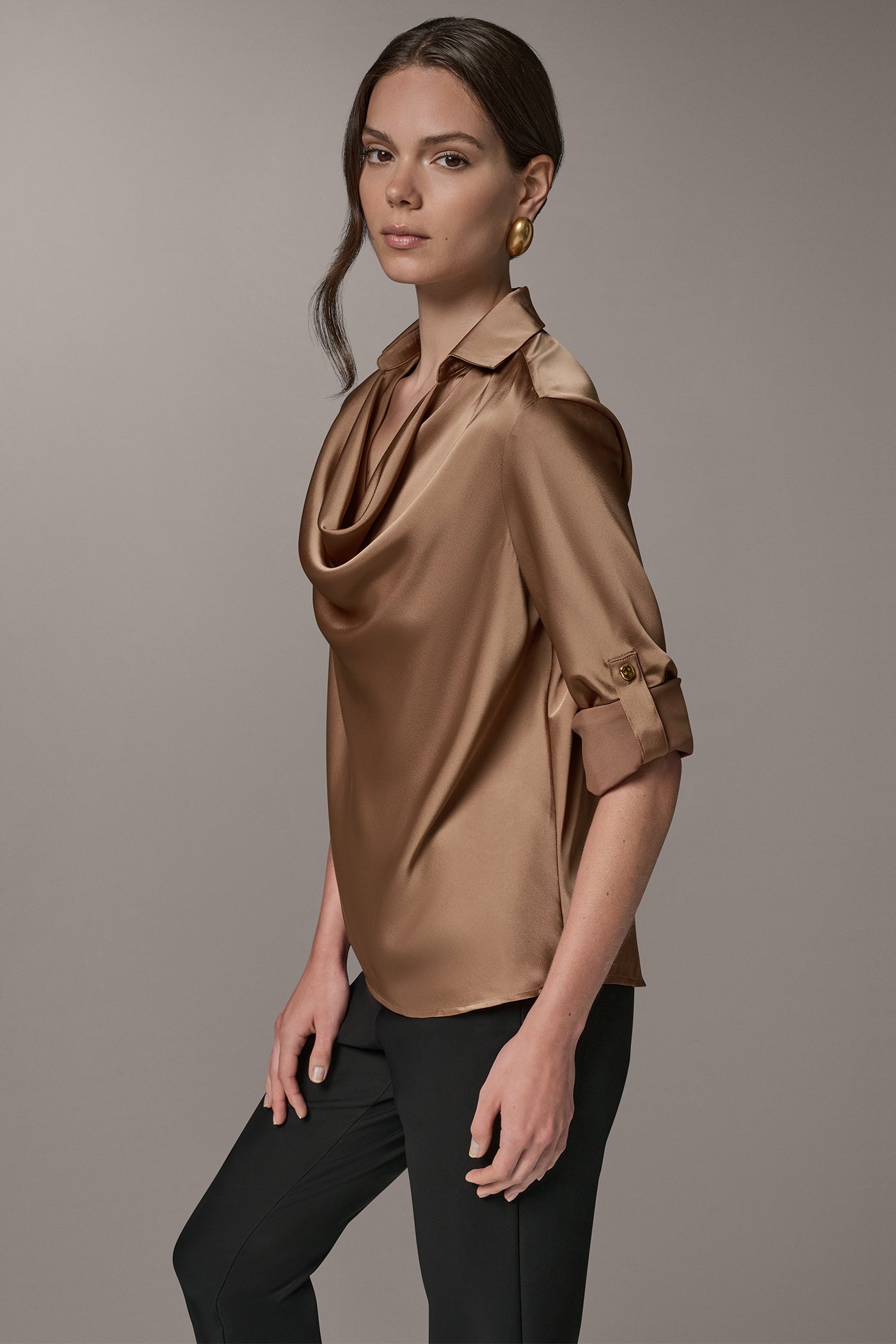 ROLL SLEEVE COWL NECK BLOUSE VIEW 7 | New Arrivals