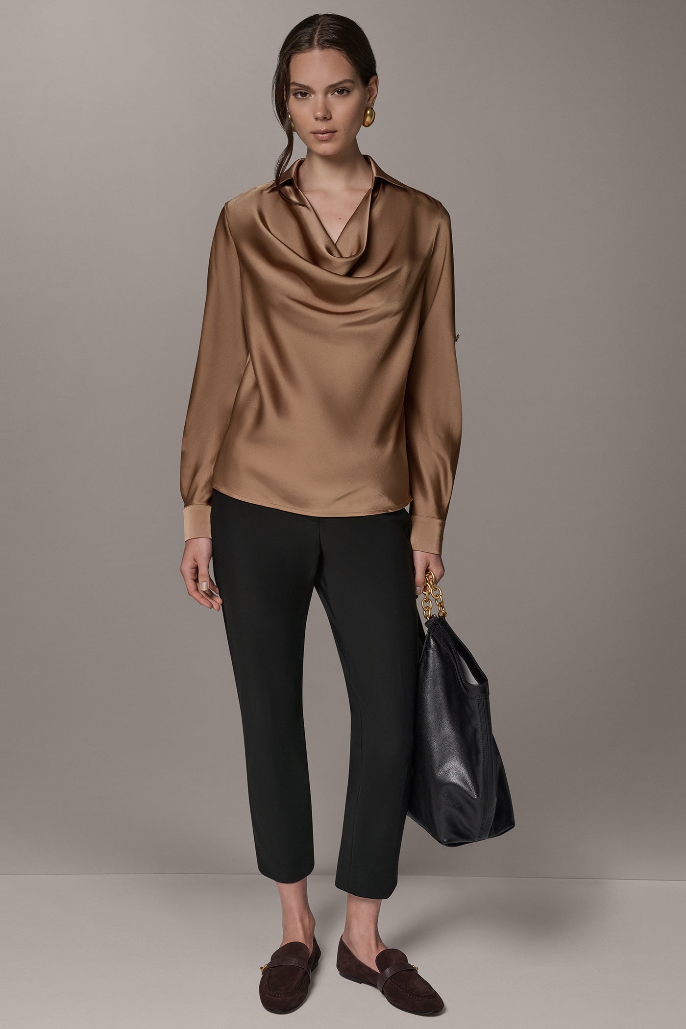 ROLL SLEEVE COWL NECK BLOUSE VIEW 10 | New Arrivals