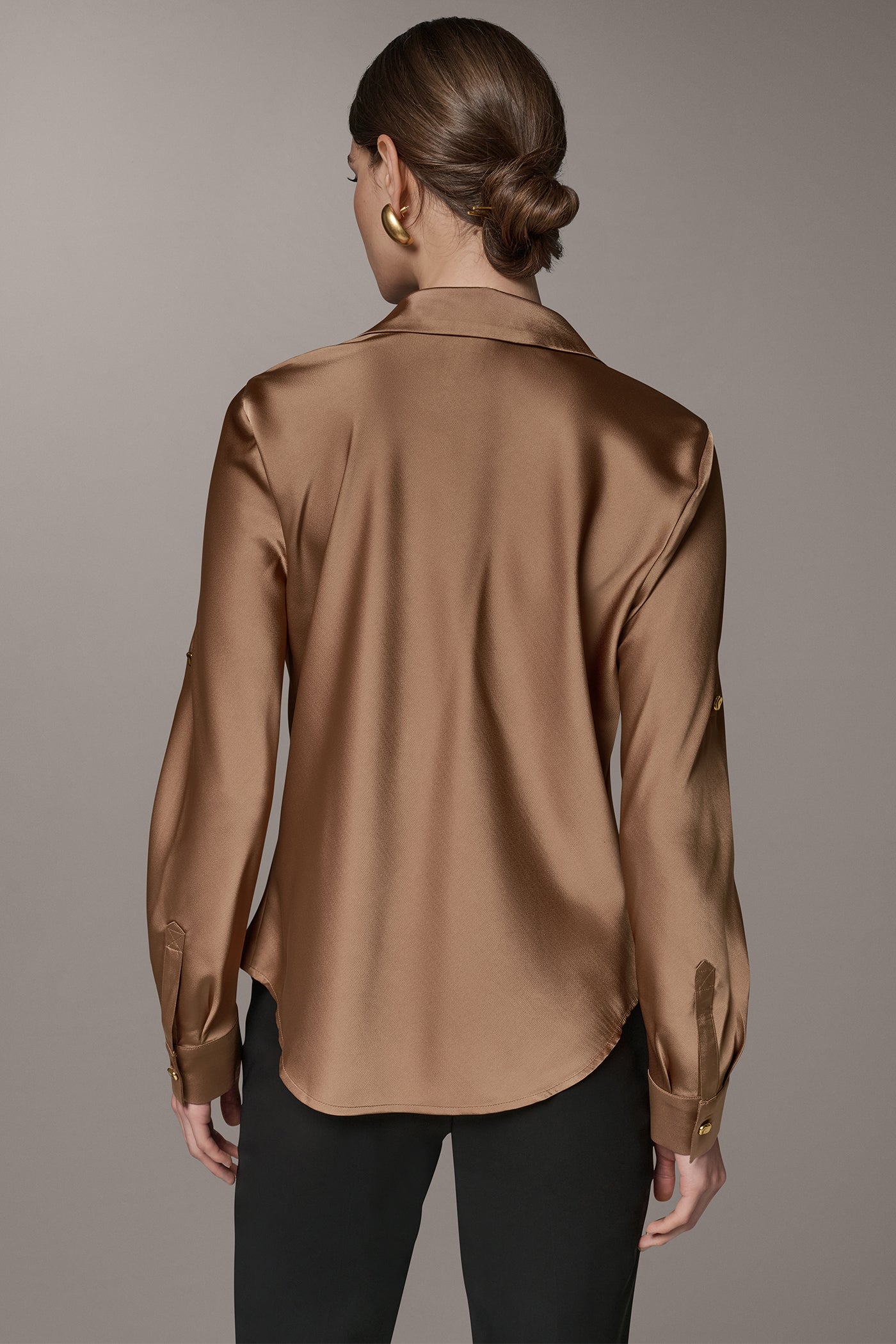 ROLL SLEEVE COWL NECK BLOUSE VIEW 3 | New Arrivals