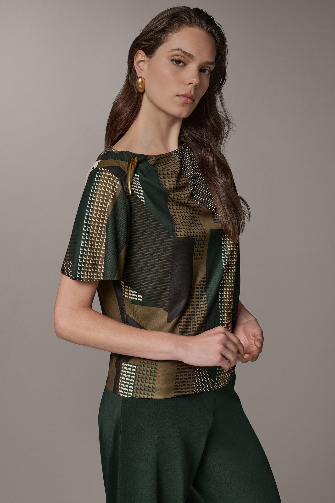 PRINTED DOLMAN SLEEVE BOATNECK TOP VIEW 2