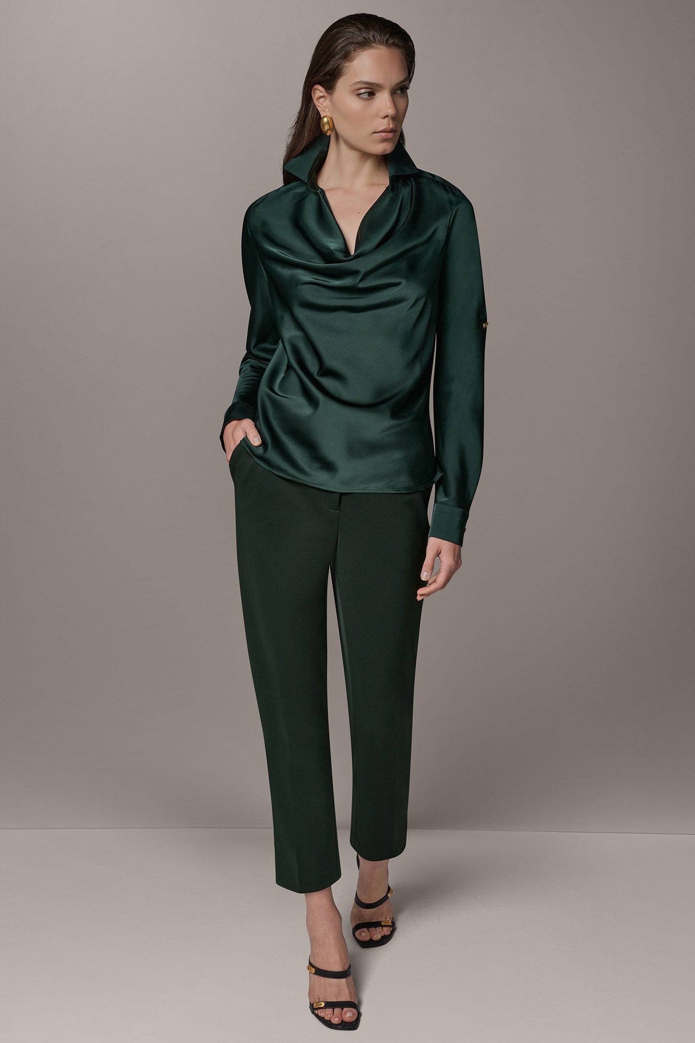 ROLL SLEEVE COWL NECK BLOUSE VIEW 8 | New Arrivals