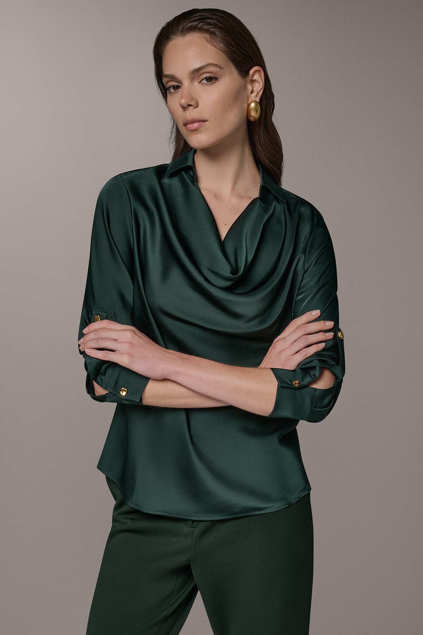ROLL SLEEVE COWL NECK BLOUSE VIEW 4 | New Arrivals