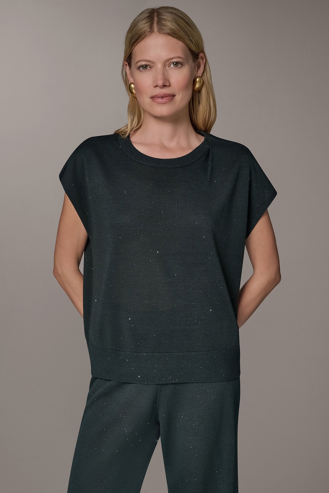CAP SLEEVE SEQUIN SWEATER VIEW 1