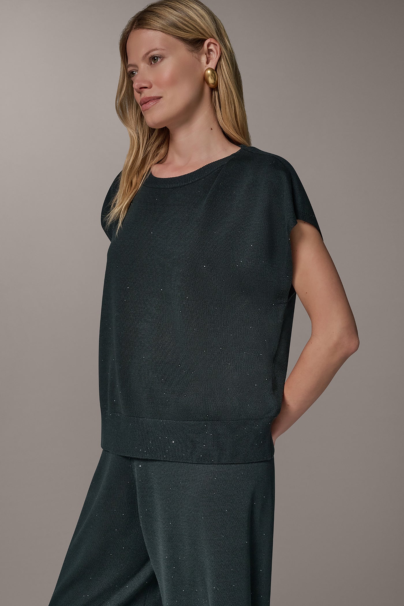 CAP SLEEVE SEQUIN SWEATER VIEW 2