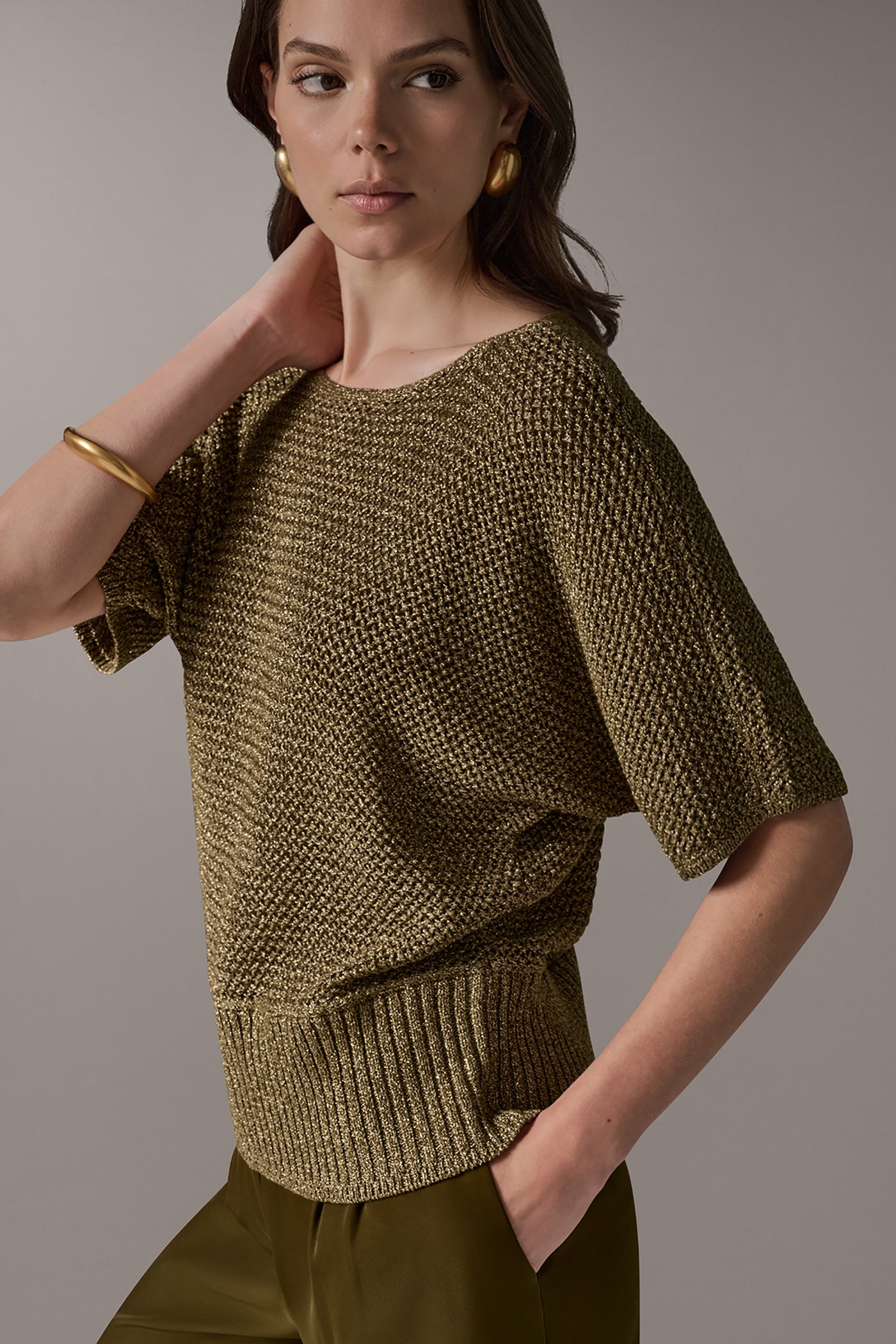 METALLIC OPEN STITCH SWEATER VIEW 2