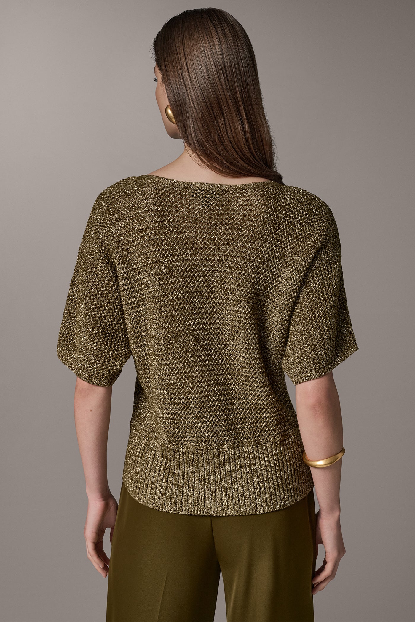 METALLIC OPEN STITCH SWEATER VIEW 3