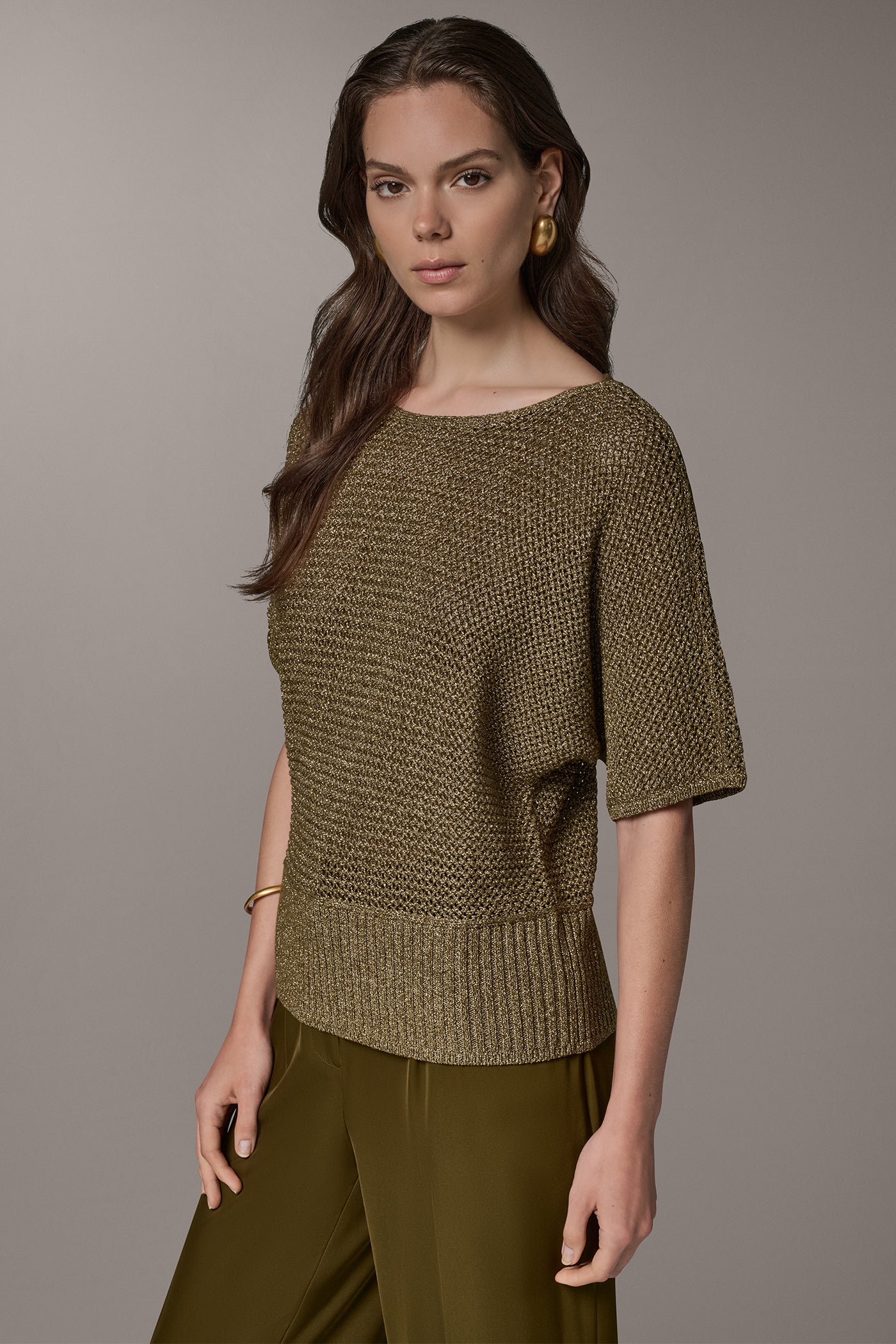 METALLIC OPEN STITCH SWEATER VIEW 4