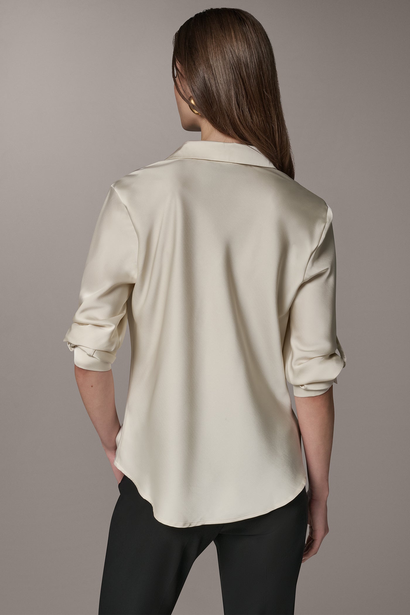 ROLL SLEEVE COWL NECK BLOUSE VIEW 3 | New Arrivals