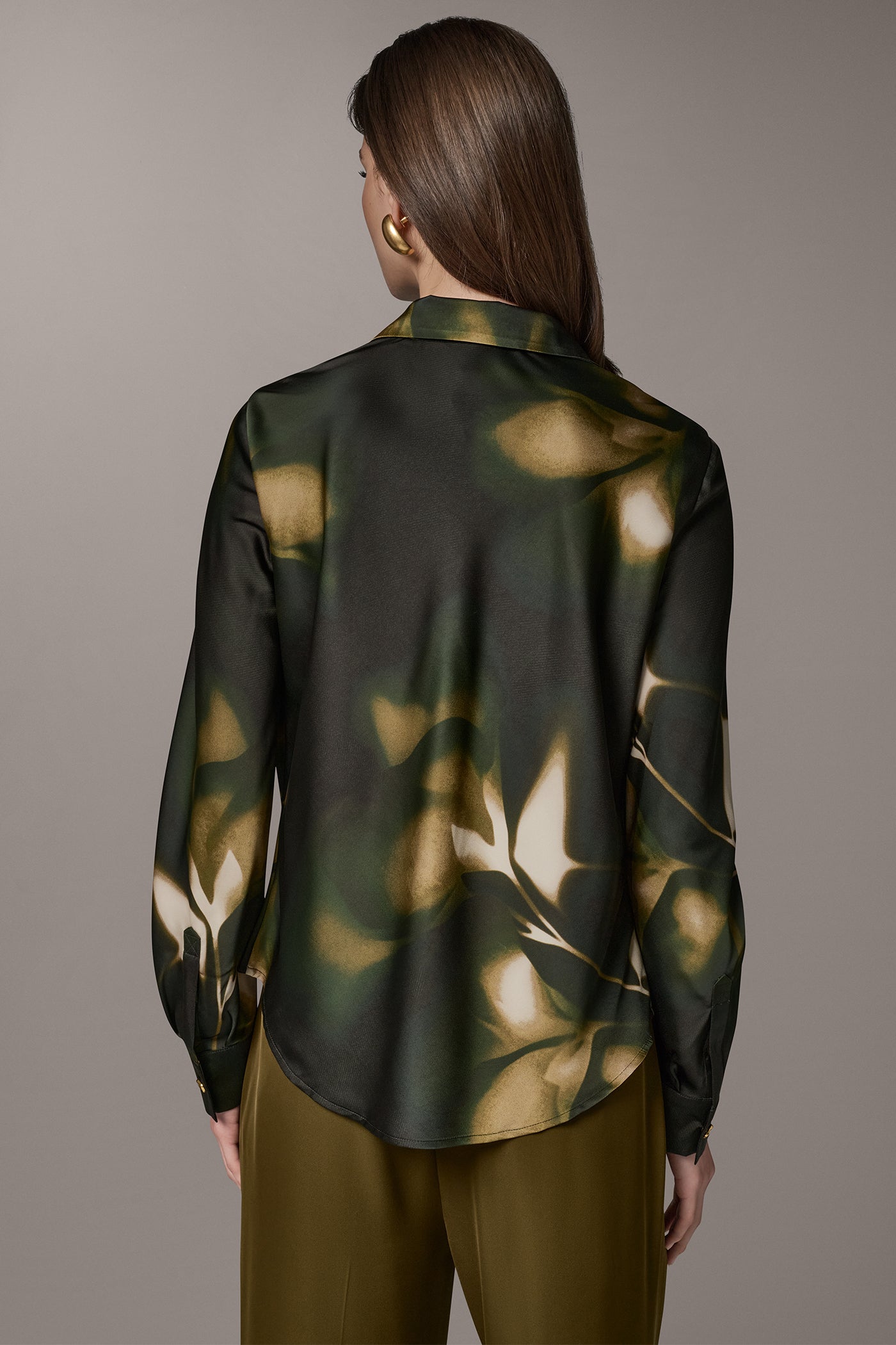 FLORAL ROLL SLEEVE COWL NECK BLOUSE VIEW 2