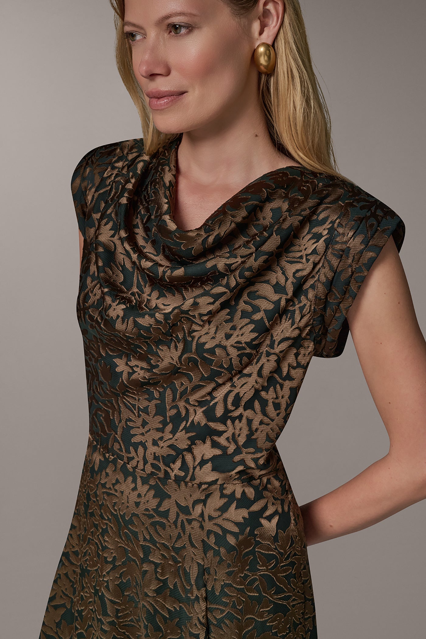 COWL NECK BURNOUT MIDI DRESS VIEW 2