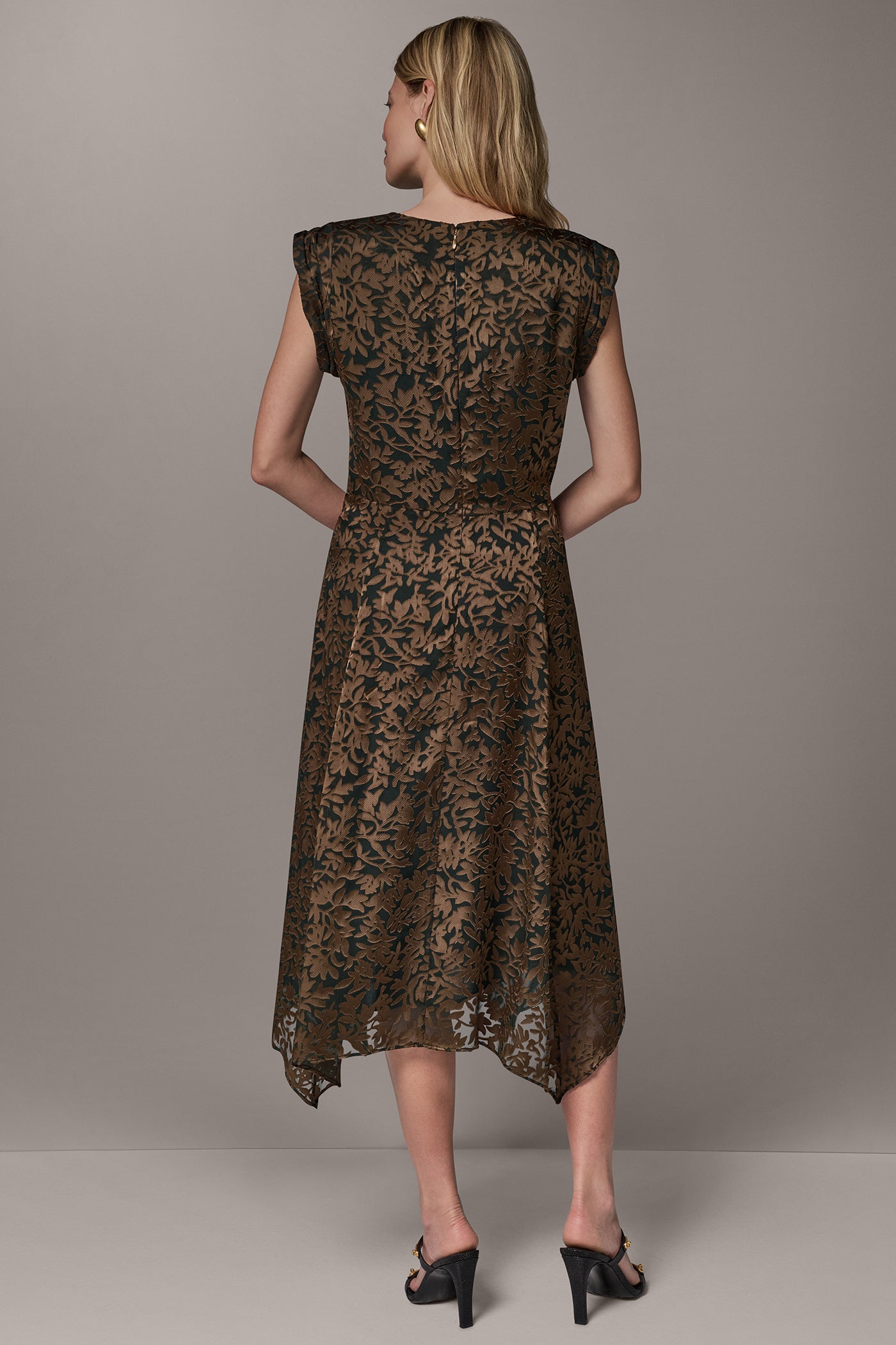 COWL NECK BURNOUT MIDI DRESS VIEW 3