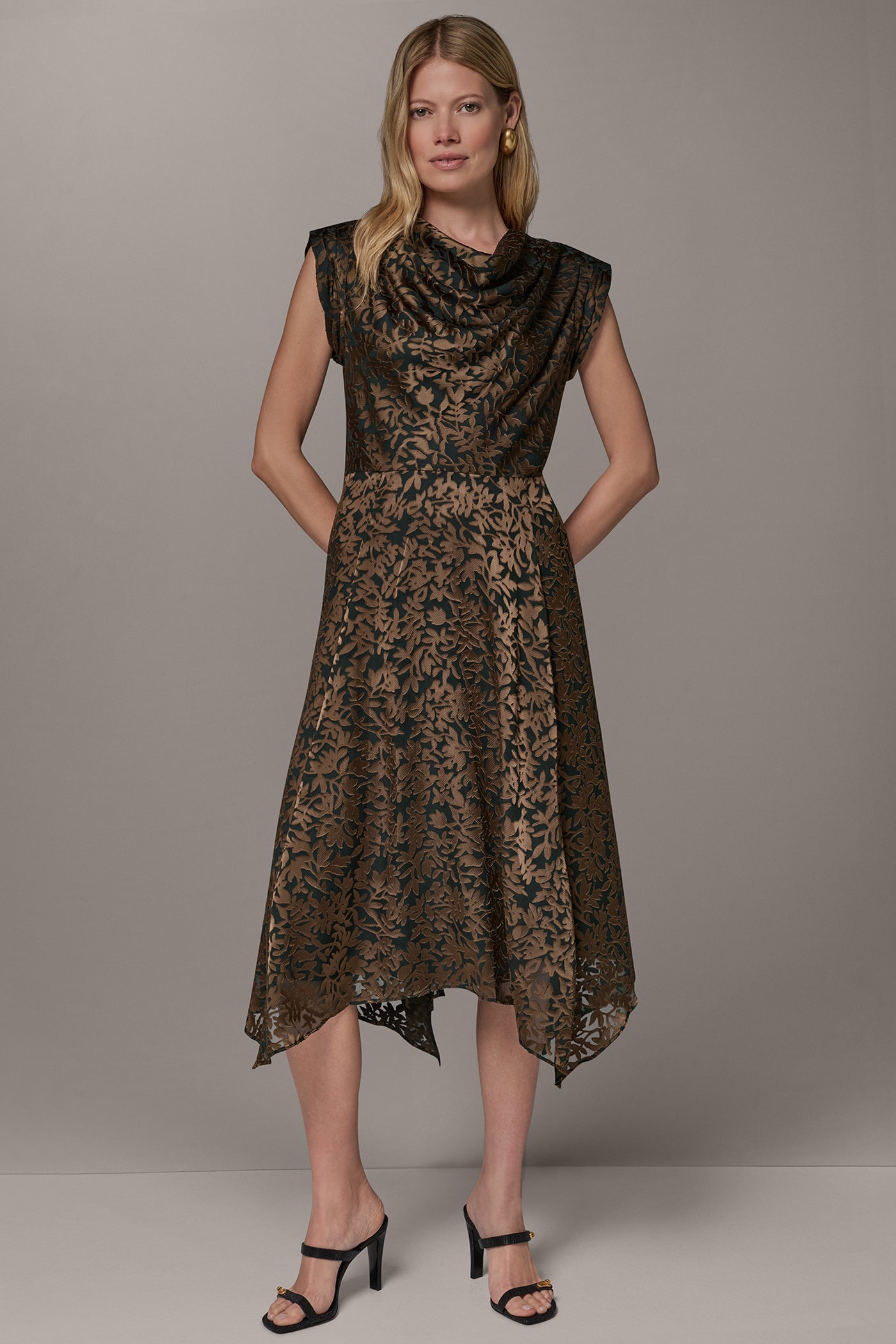 COWL NECK BURNOUT MIDI DRESS VIEW 8