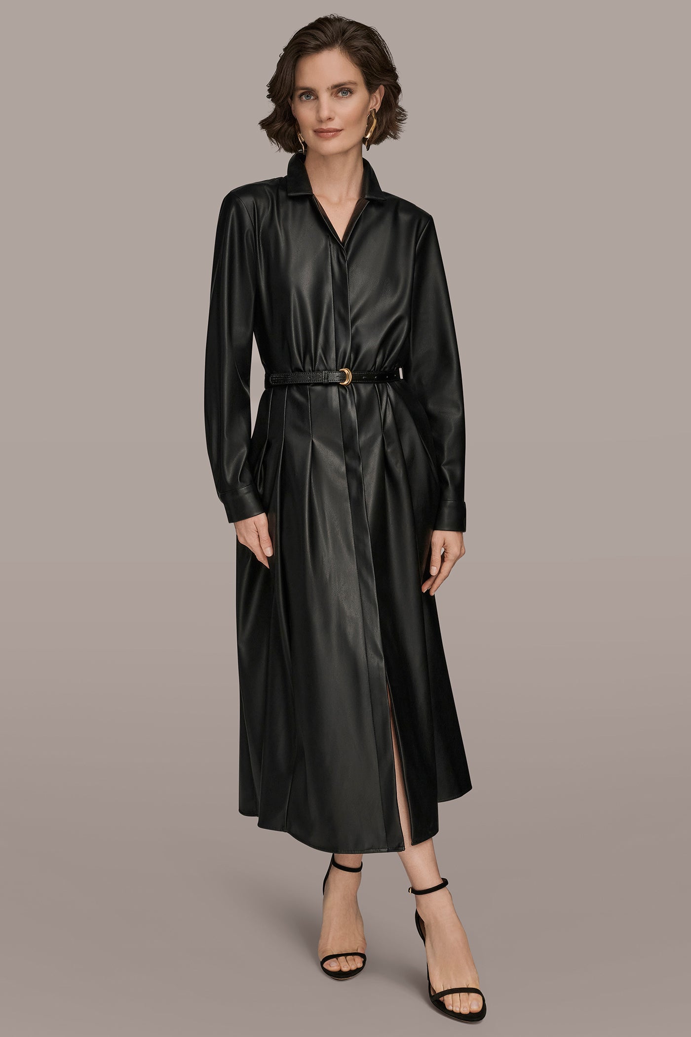 FAUX LEATHER MIDI SHIRT DRESS VIEW 5 | Dresses & Jumpsuits