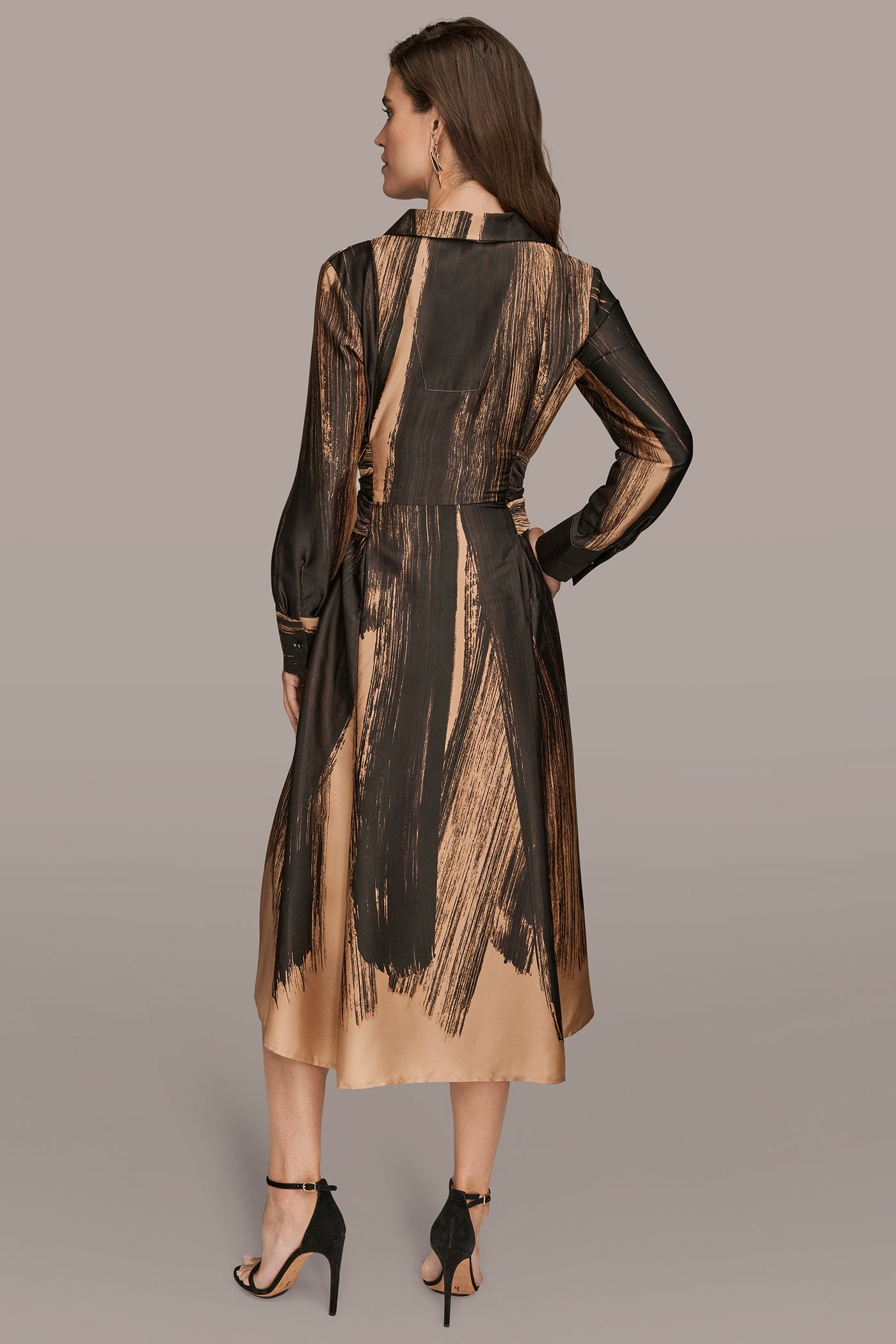 PRINTED TWIST-WAIST MIDI SHIRT DRESS | View 2 | Dresses & Jumpsuits