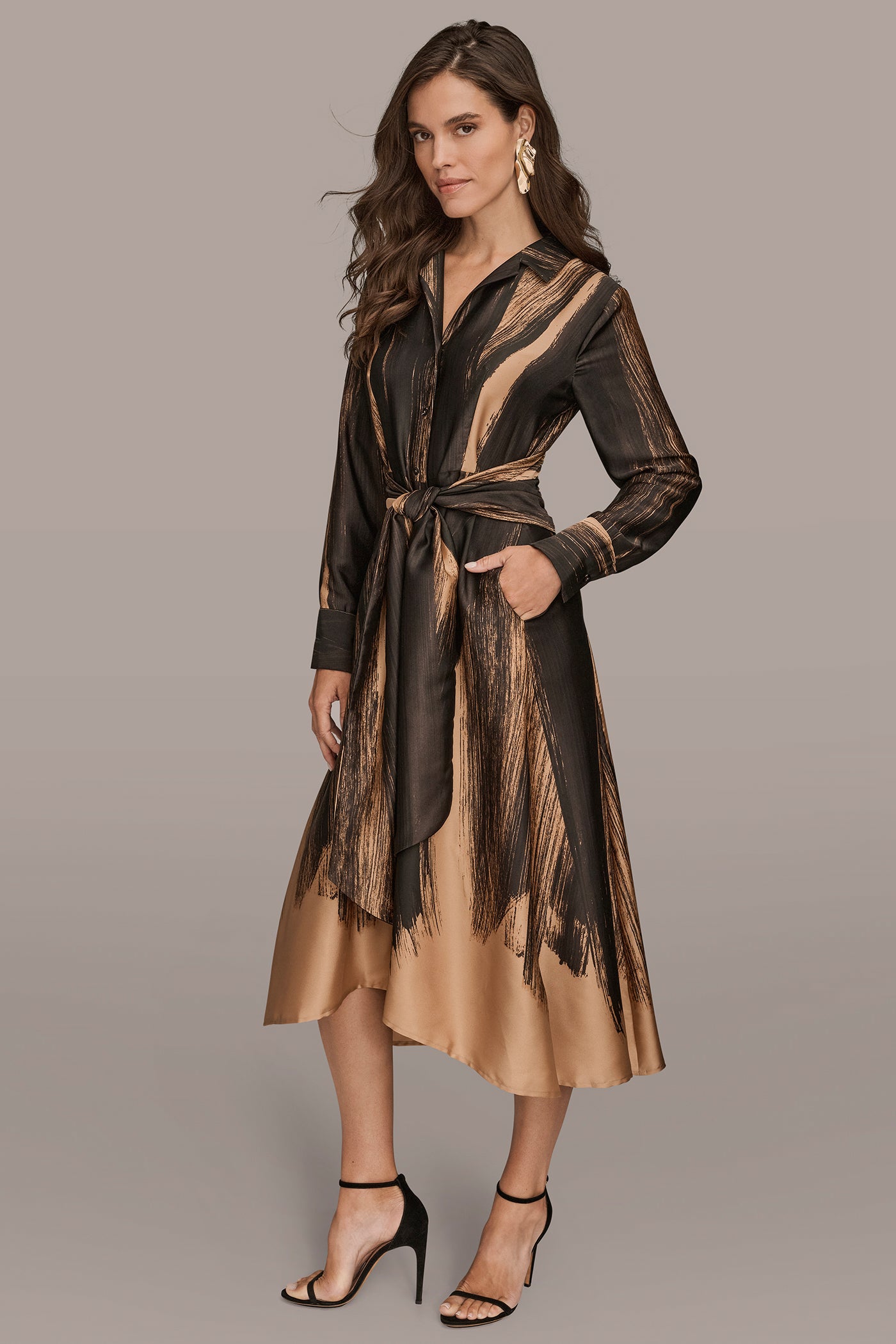 PRINTED TWIST-WAIST MIDI SHIRT DRESS VIEW 4 | Dresses & Jumpsuits