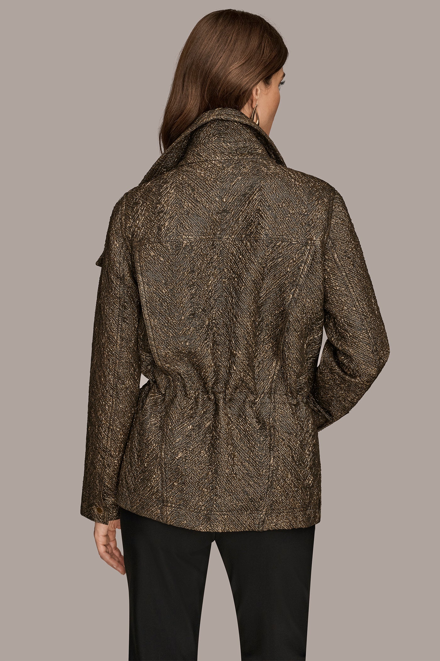 METALLIC HERRINGBONE JACQUARD JACKET | View 2 | Blazers & Vests
