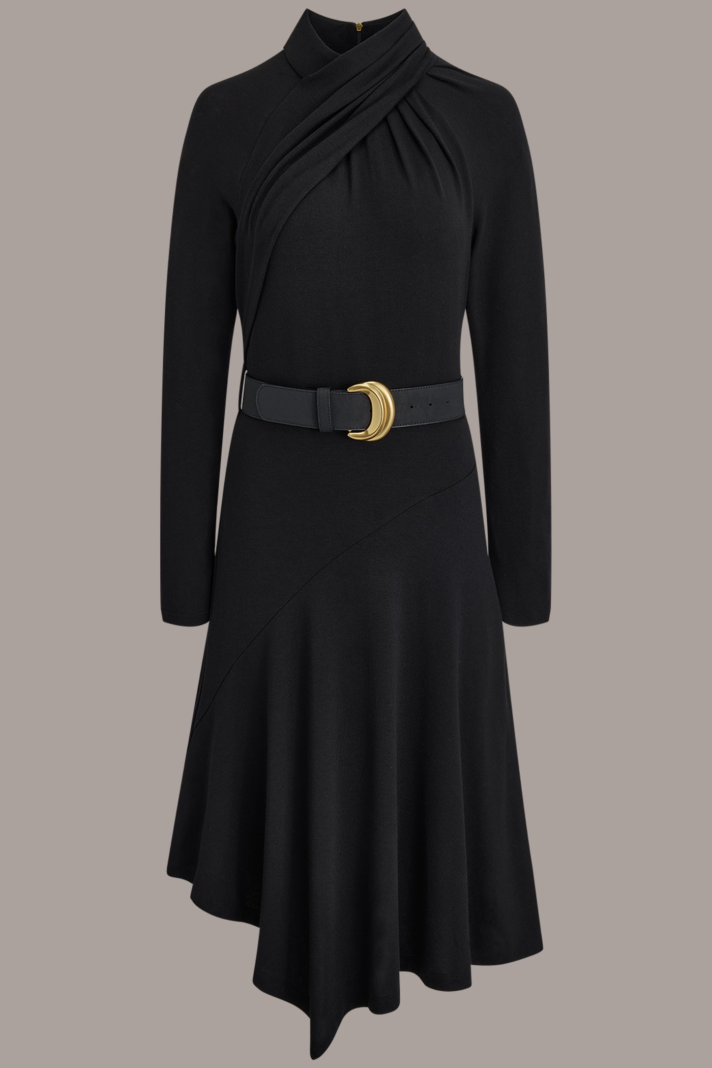 BELTED TWIST-FRONT MIDI HI-LOW DRESS VIEW 8 | Dresses & Jumpsuits