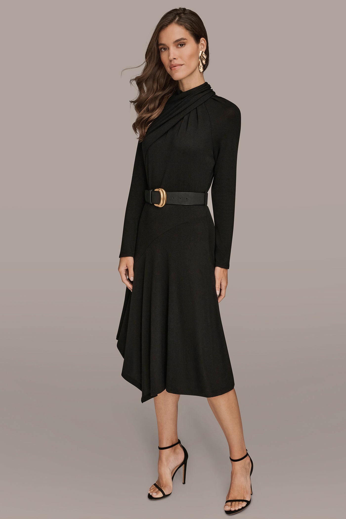 BELTED TWIST-FRONT MIDI HI-LOW DRESS VIEW 4 | Dresses & Jumpsuits