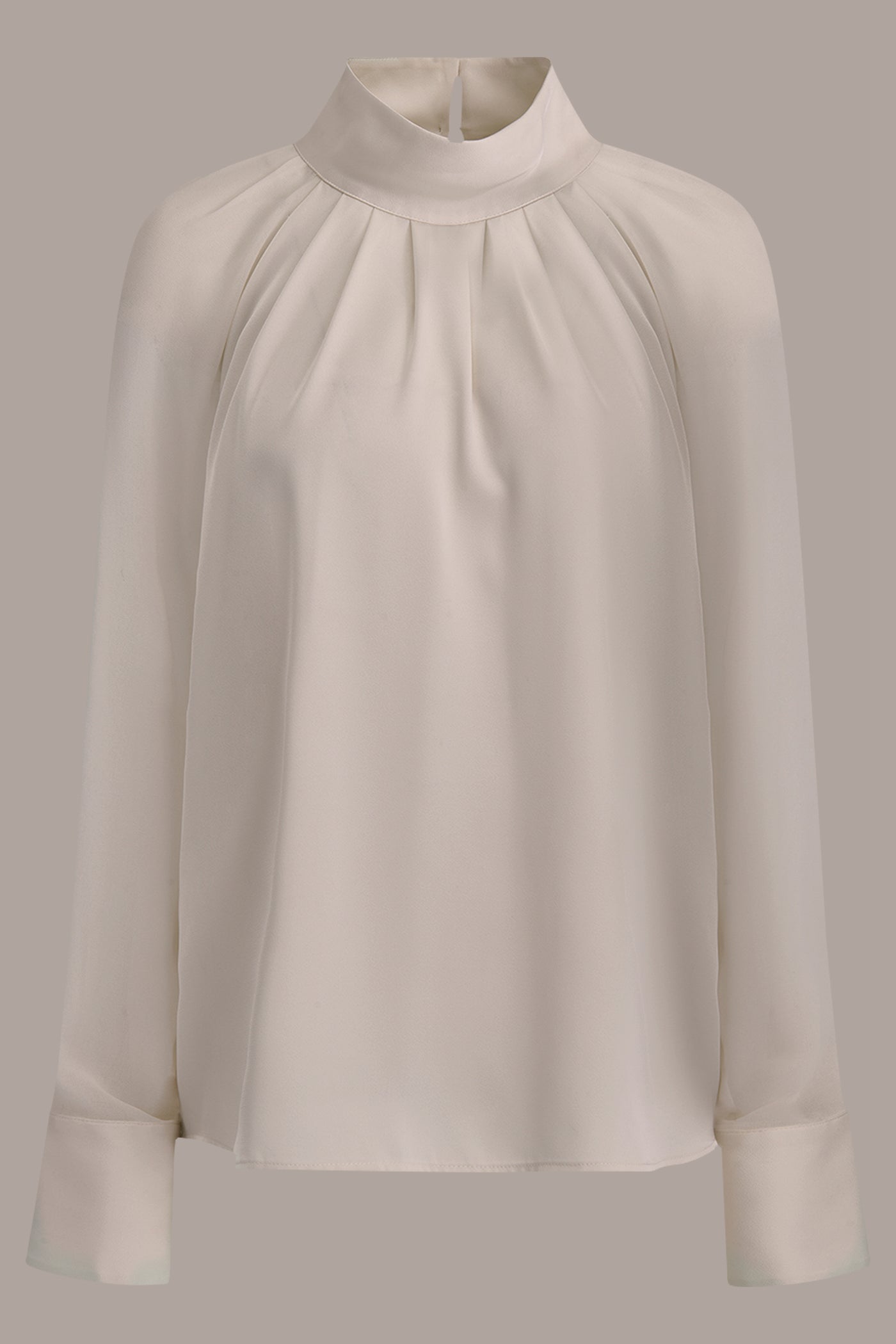CHIFFON-PANELED MOCK-NECK SATIN-CREPE BLOUSE VIEW 7 | Tops
