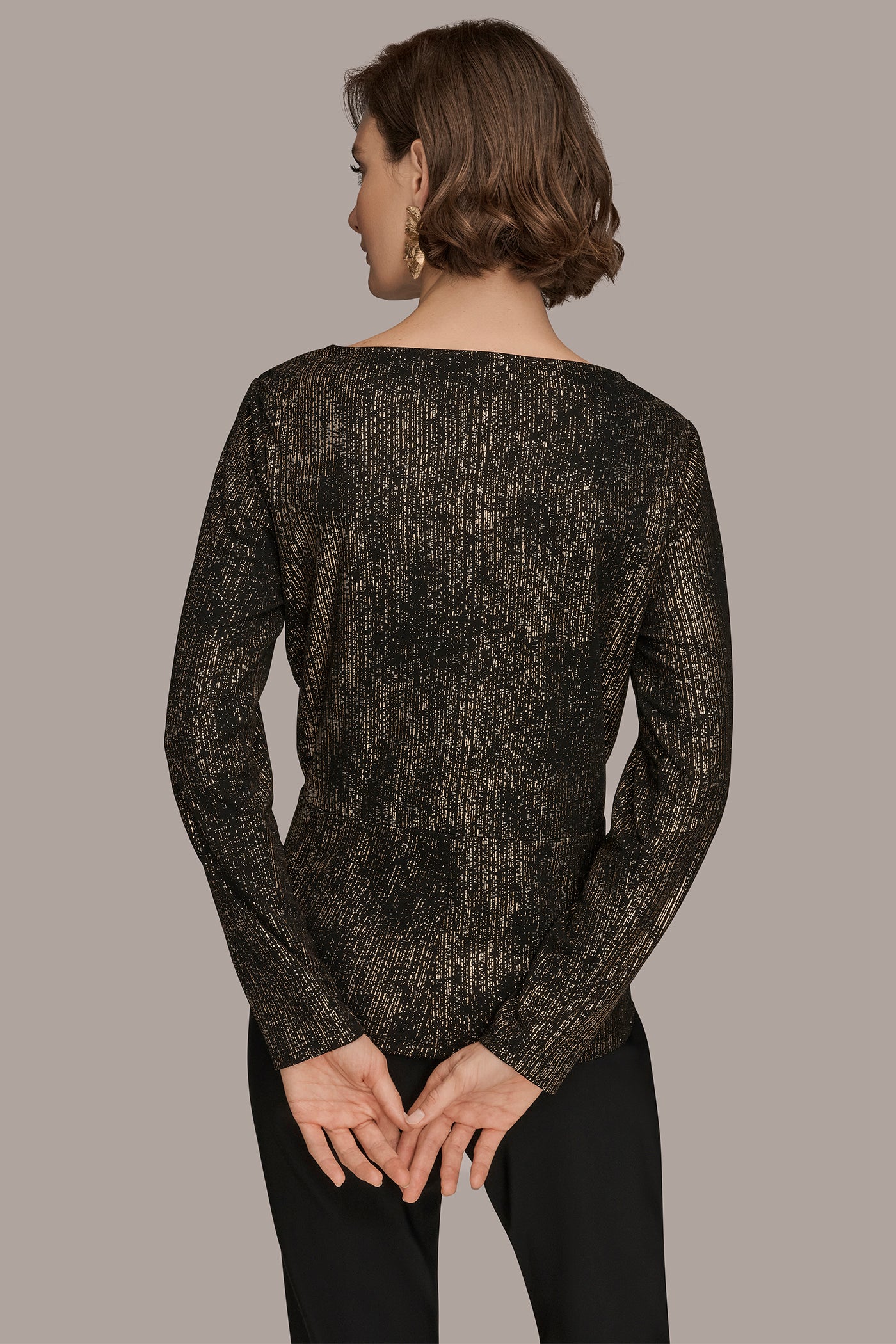 ASYMMETRIC METALLIC CINCHED TOP | View 2 | Tops