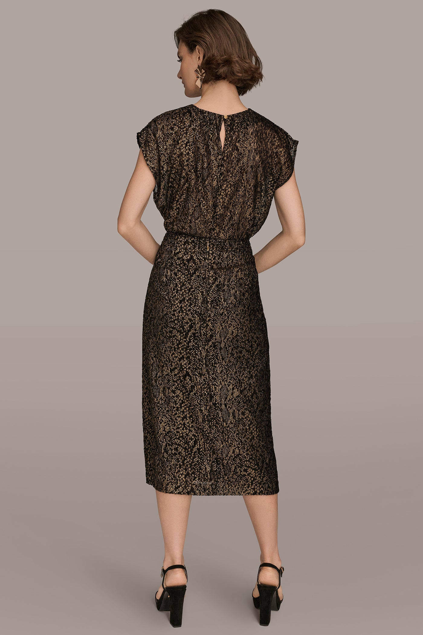 WRAP-EFFECT METALLIC MIDI PENCIL SKIRT VIEW 6 | Matching Sets